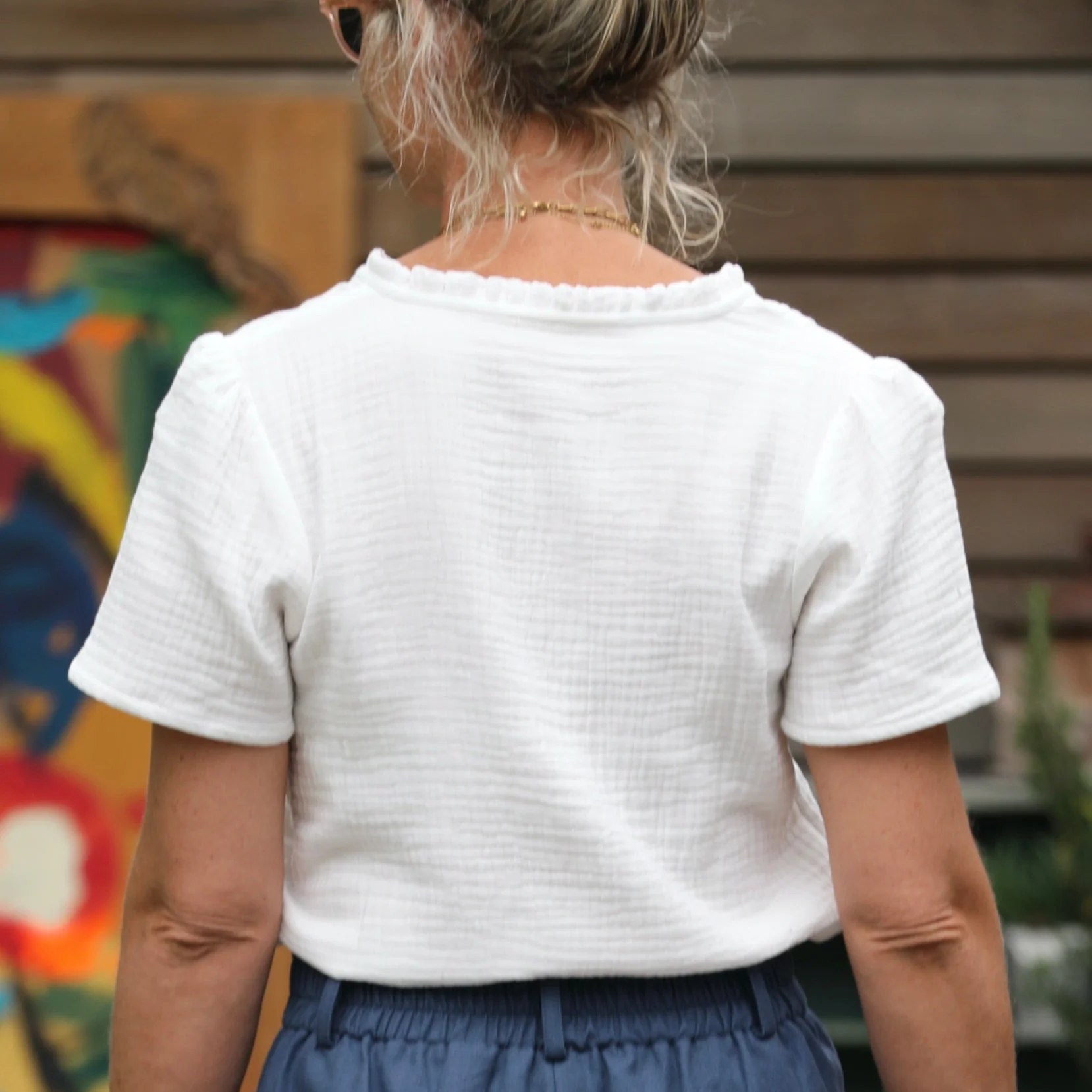 Blouse Ernestine en triple gaze de coton blanc cassé - Image 10