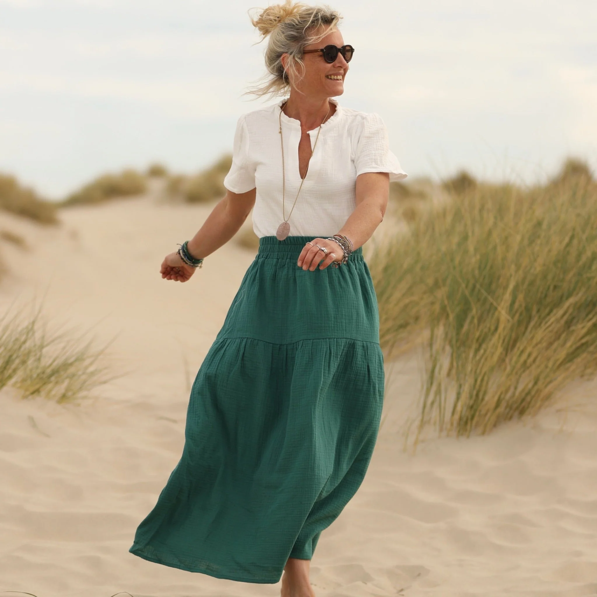 Blouse Ernestine en triple gaze de coton blanc cassé - Image 8
