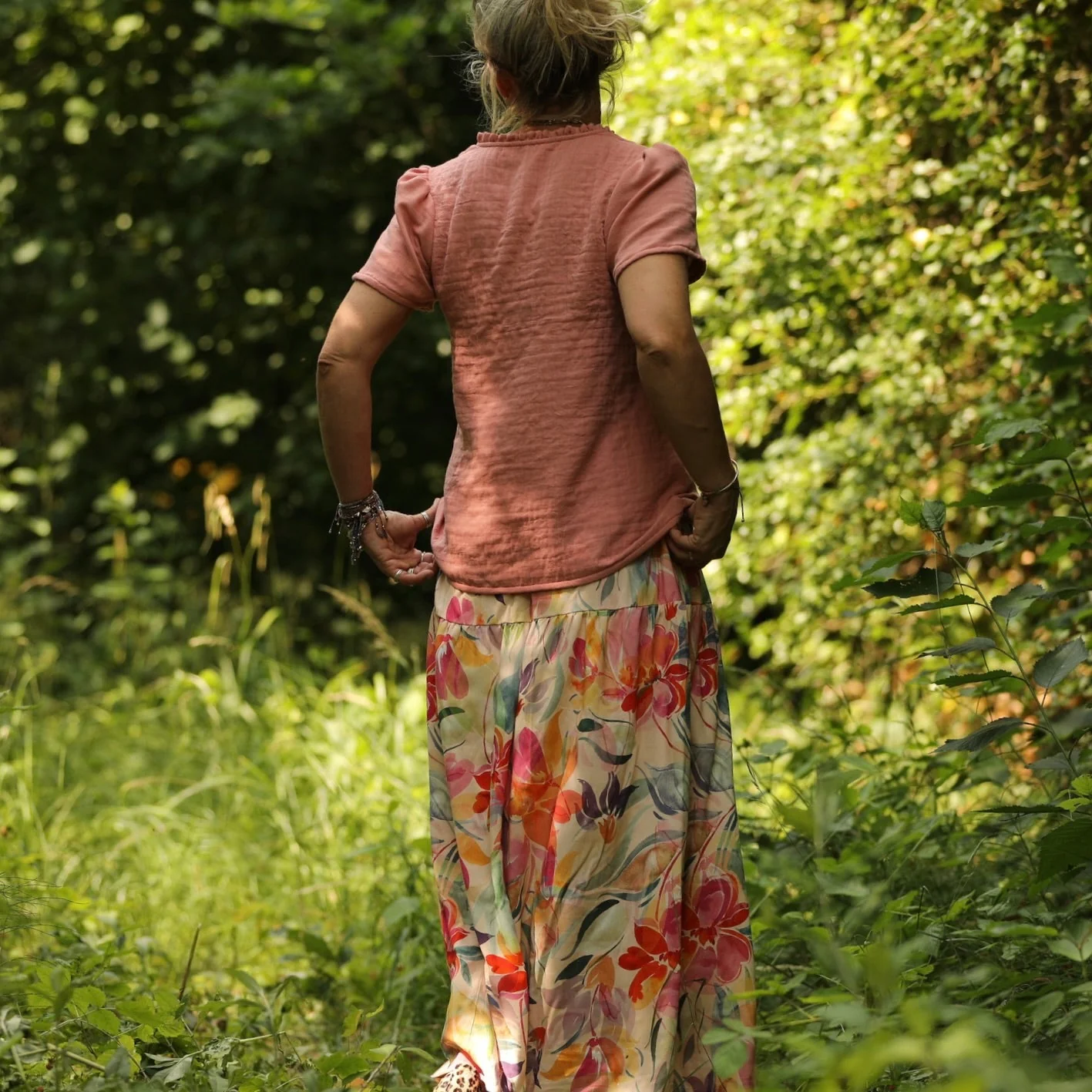 Blouse Ernestine Gaze légère à double structure rose boisé - Image 3