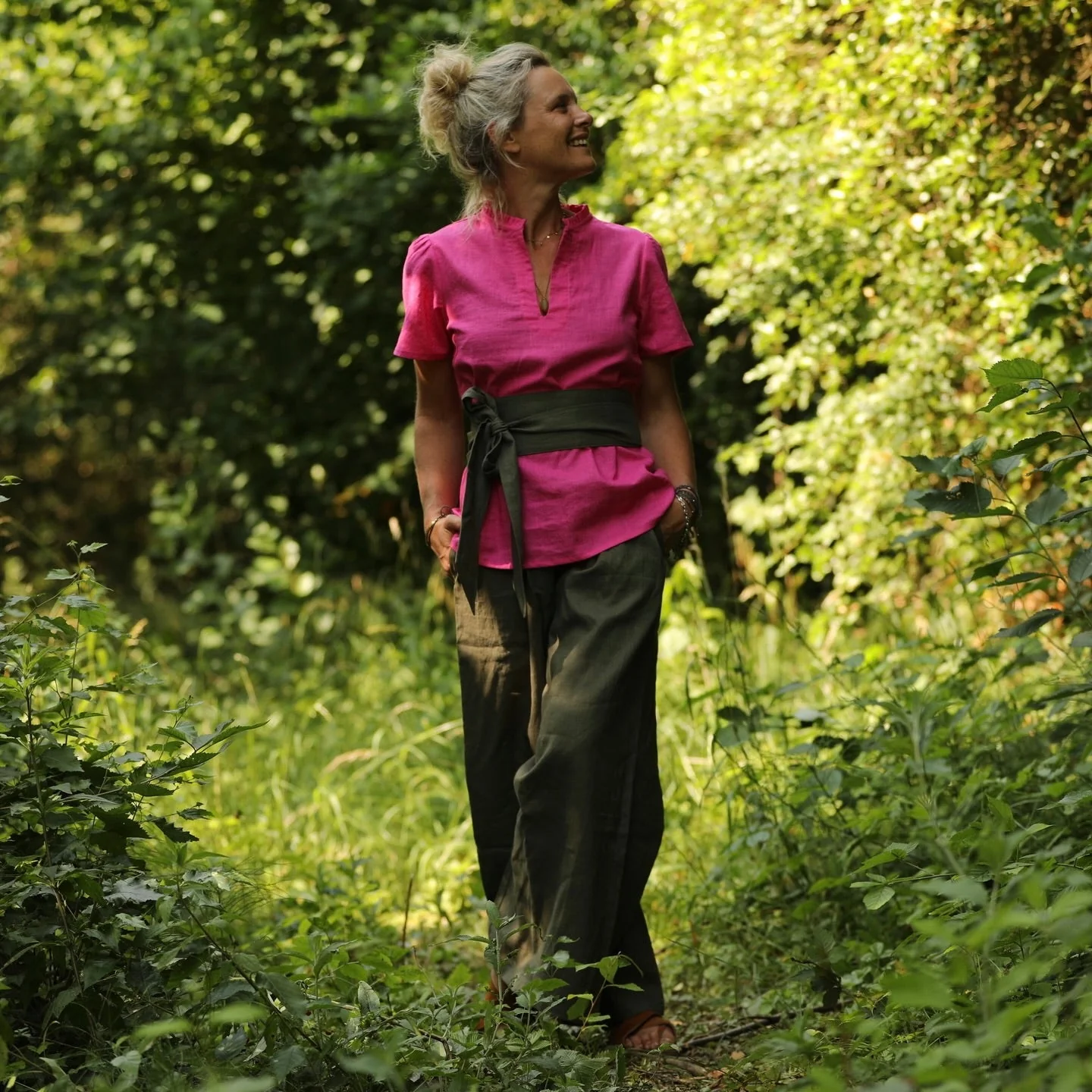 Blouse Ernestine lin fushia - Image 4