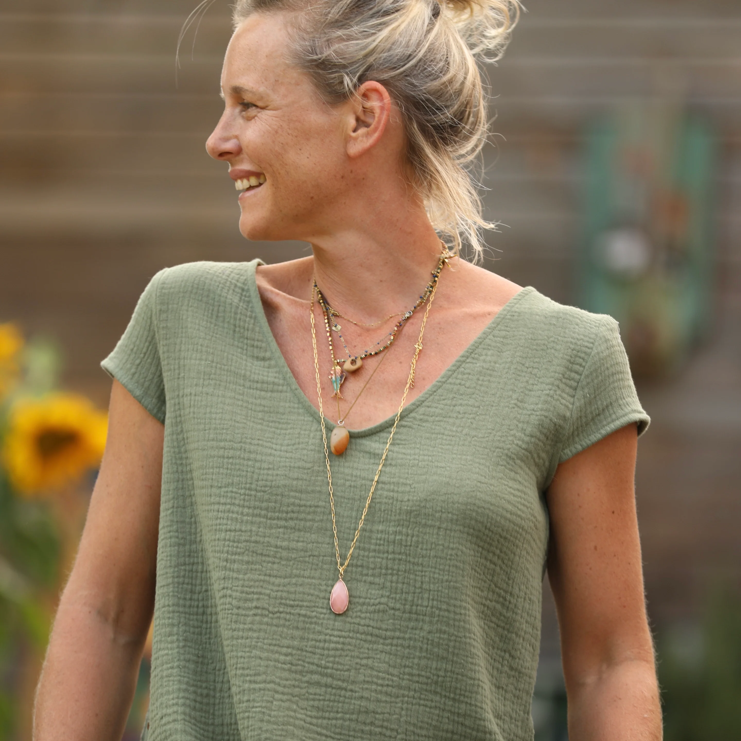 Blouse Sidonie double gaze de coton vert menthe - Image 6