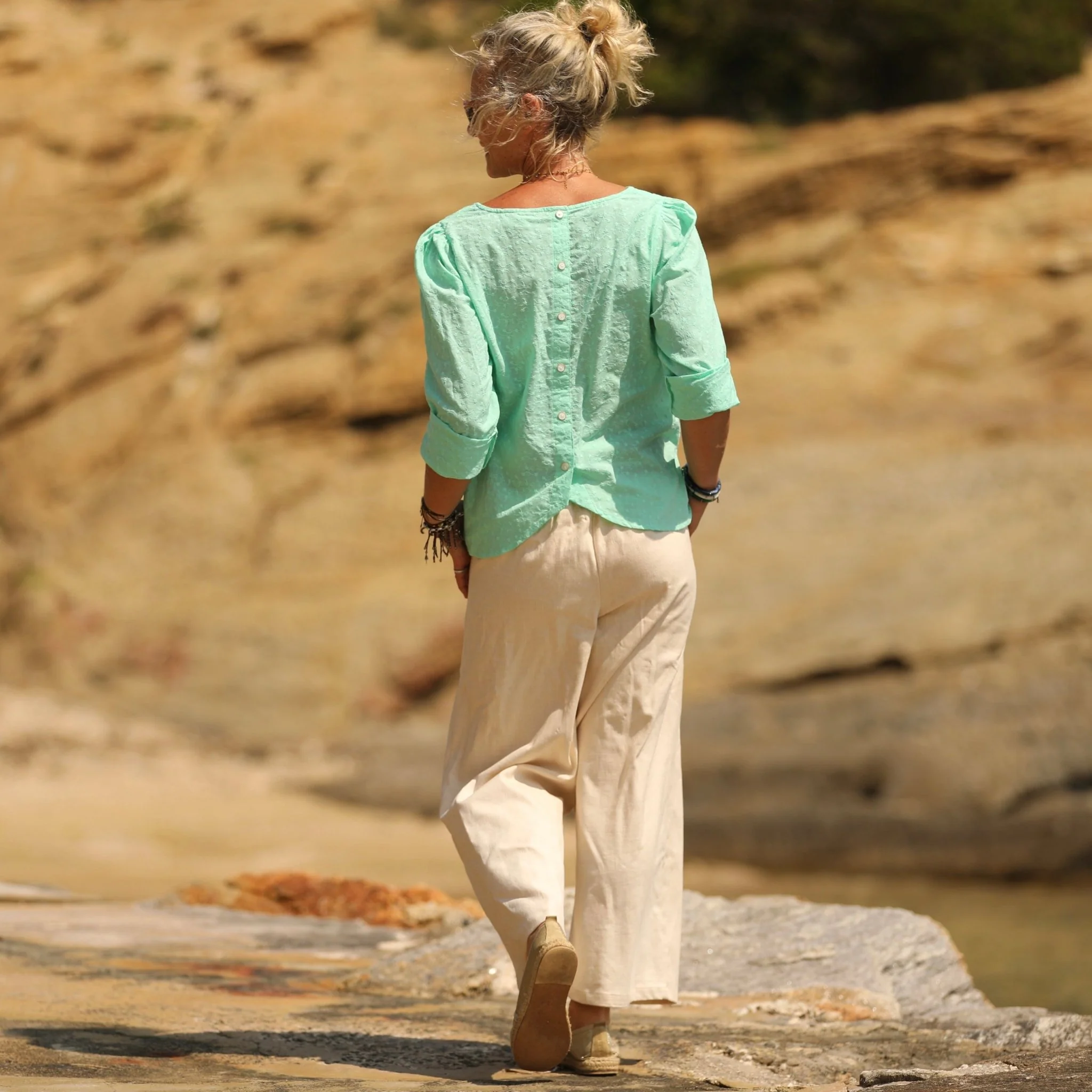 Blouse Flora - broderie vert néon - Image 5