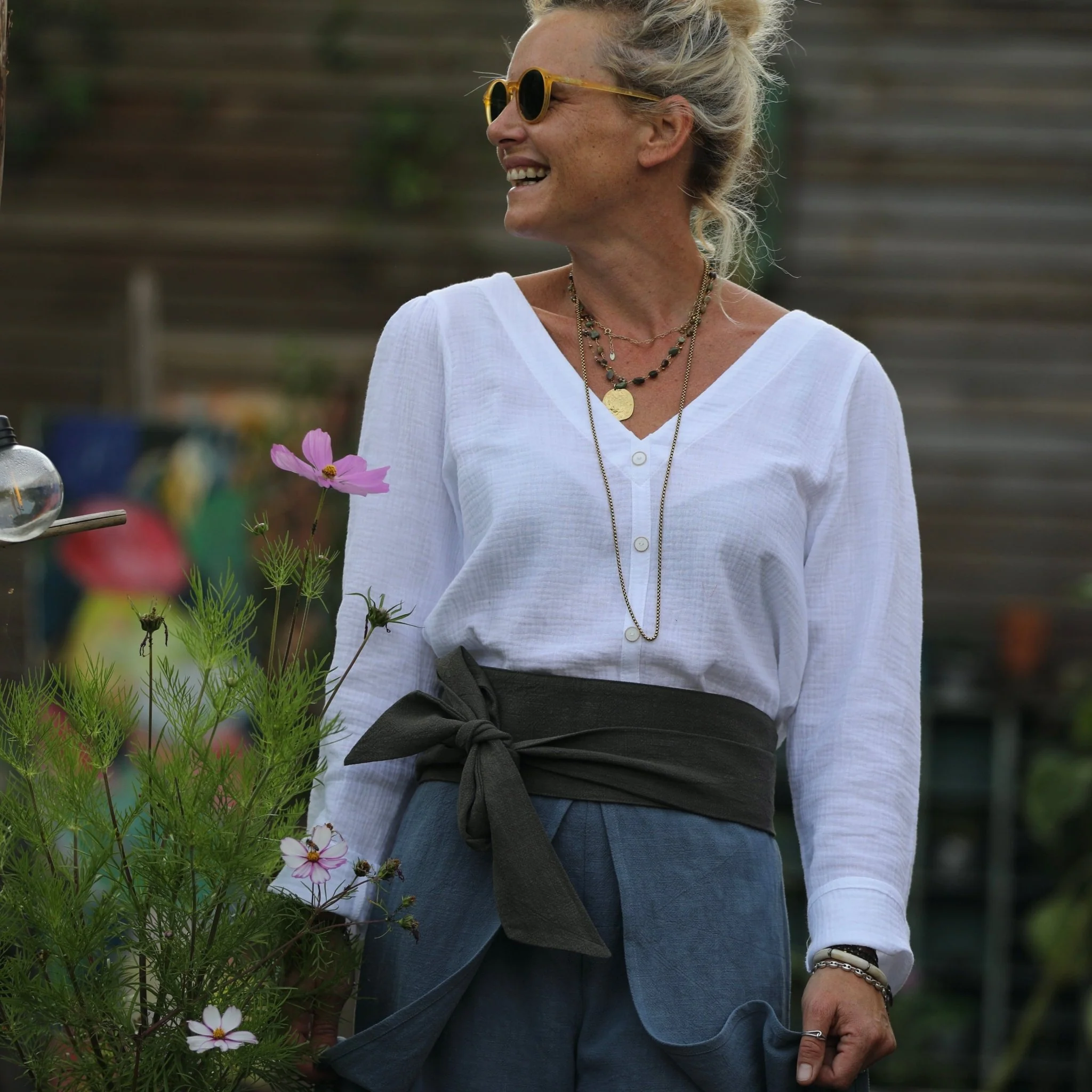 Blouse Flora - double gaze de coton blanche - Image 7