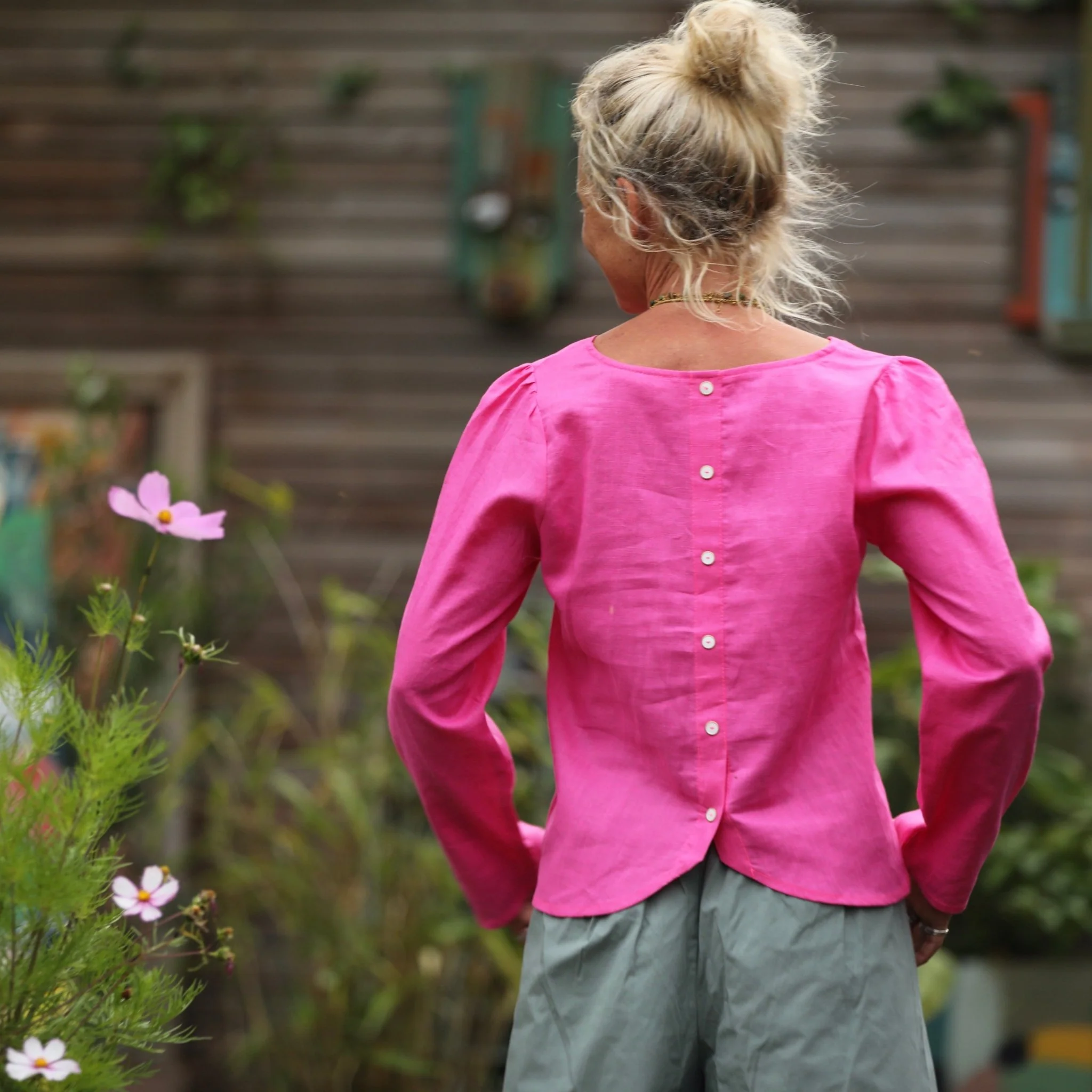 Blouse Flora - lin fushia - Image 5