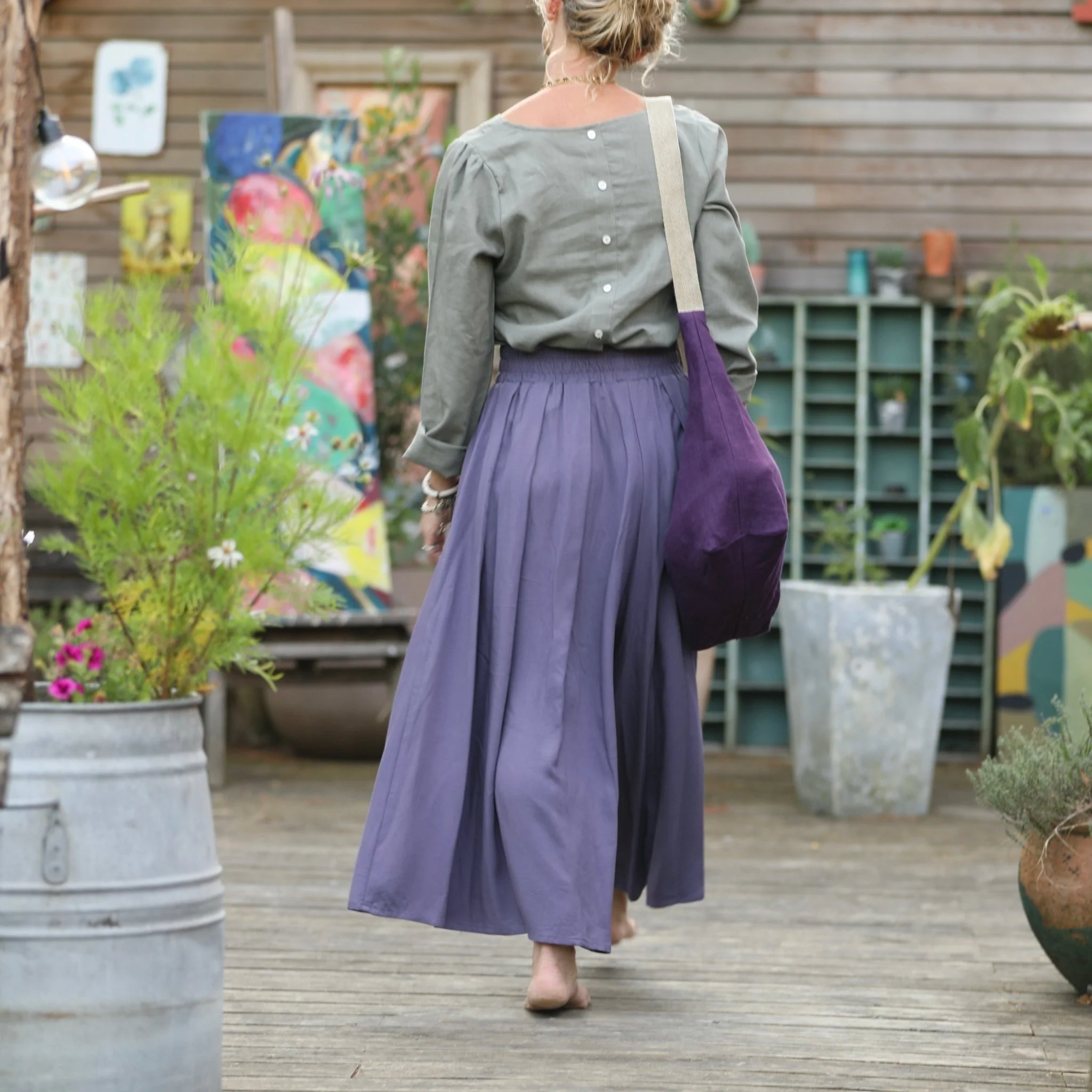 Blouse Flora - lin vert kaki - Image 3