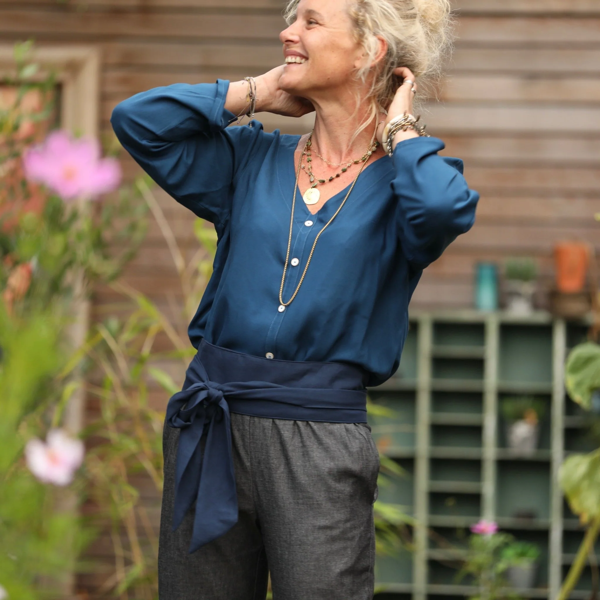 Blouse Flora - viscose bleu indigo - Image 7