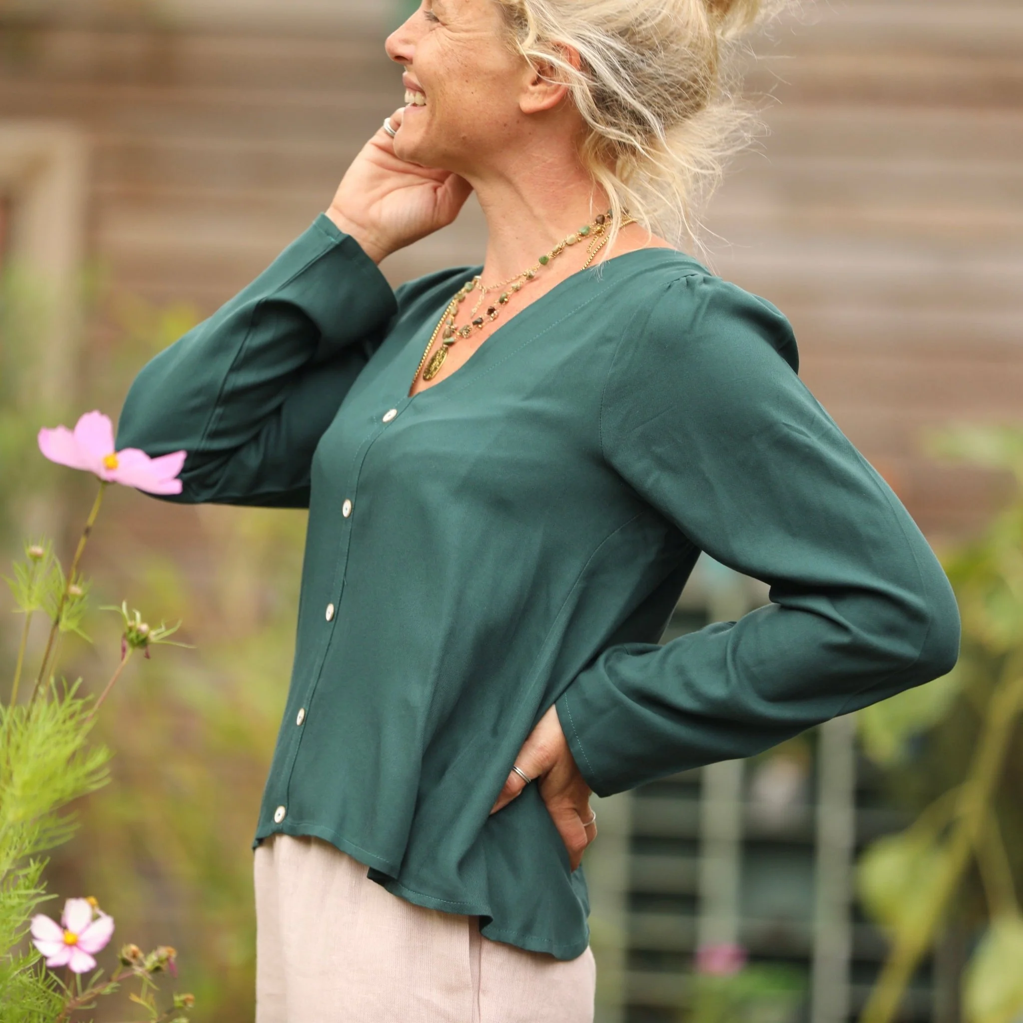 Blouse Flora - viscose vert anglais - Image 6