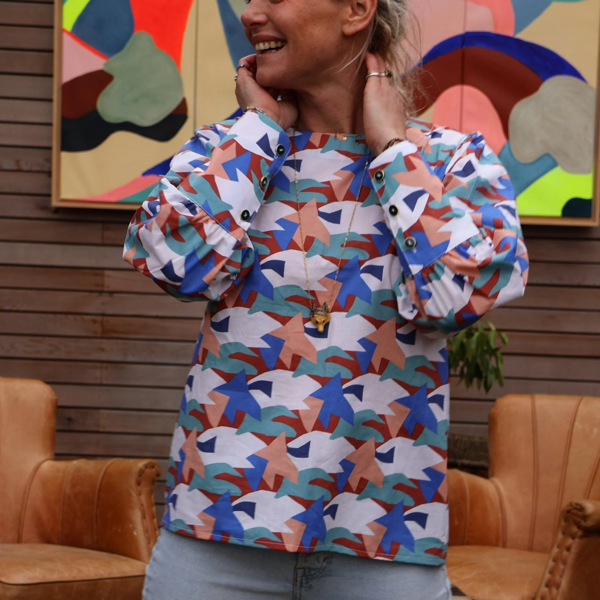 Blouse Hortense -voile de coton imprimé Perros-Guirec - Image 6