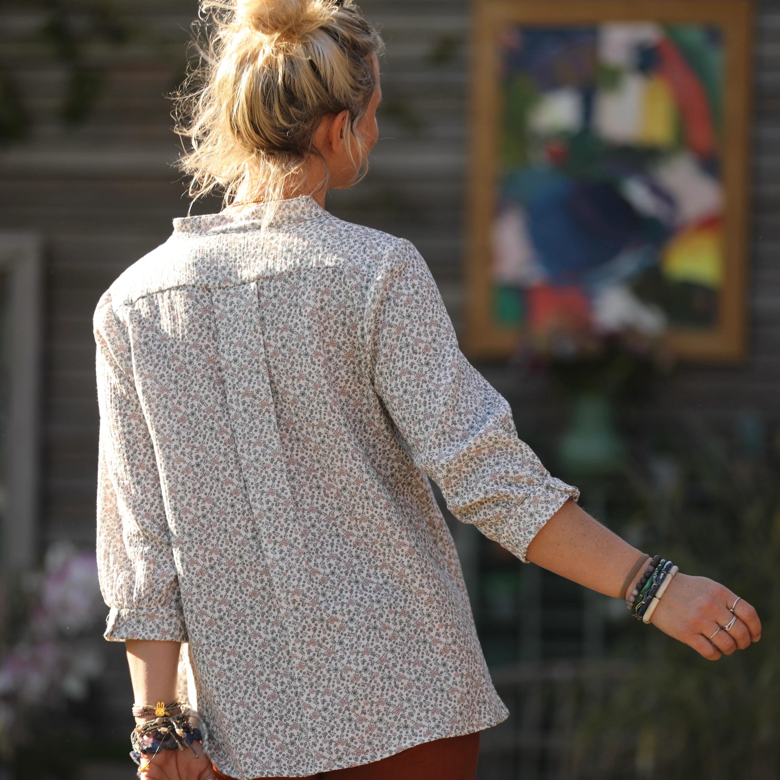Blouse Isabeau - double gaze de coton fleurs de printemps - Image 4