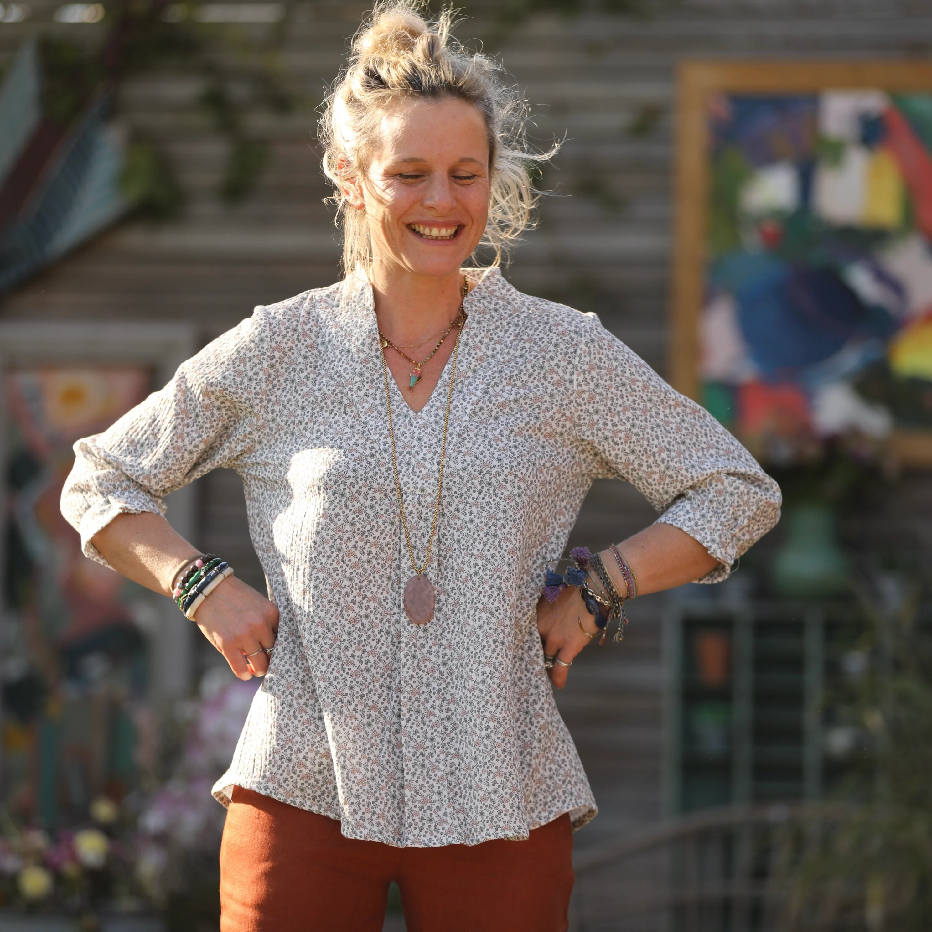 Blouse Isabeau - double gaze de coton fleurs de printemps - Image 7