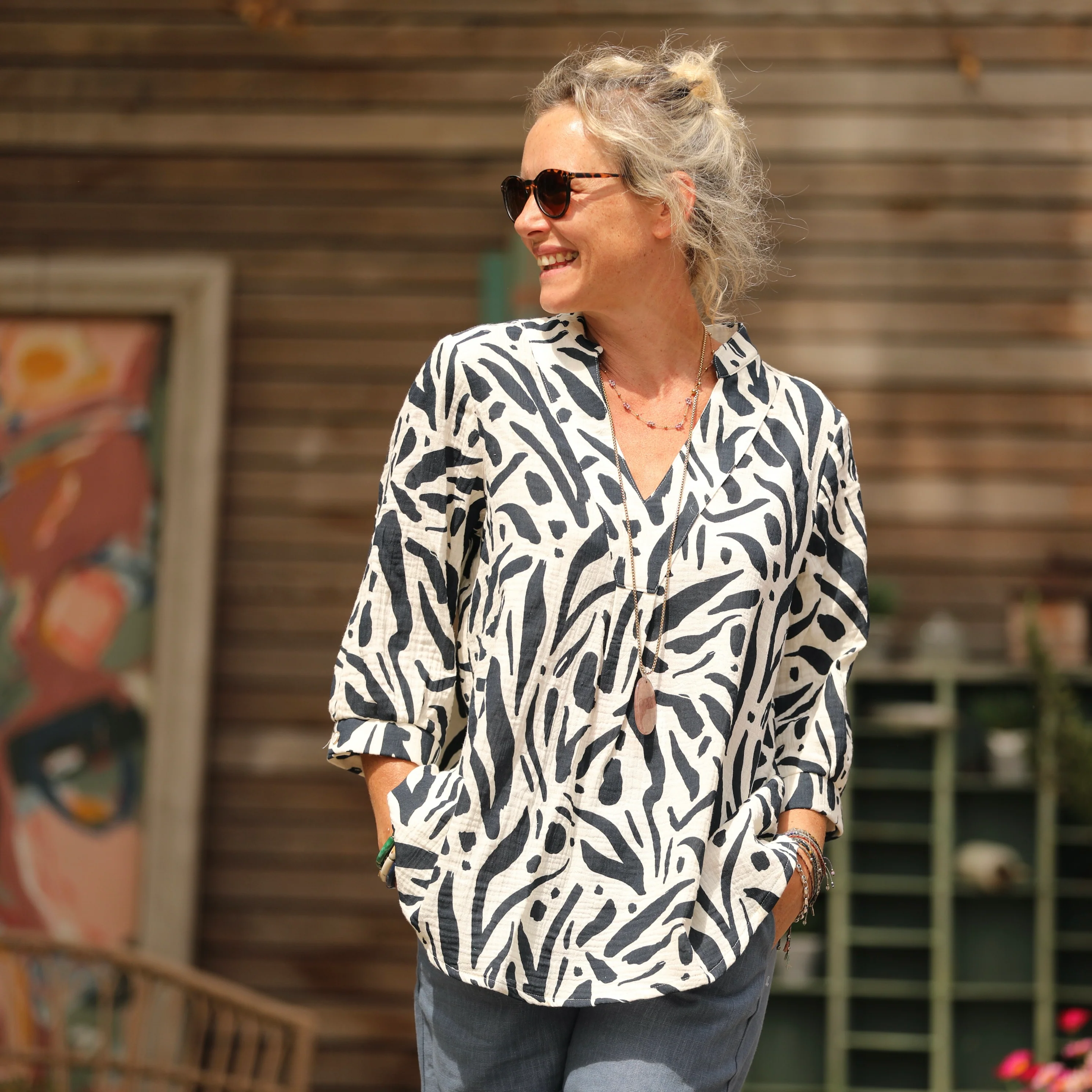 Blouse Isabeau - double gaze de coton Frisson graphique