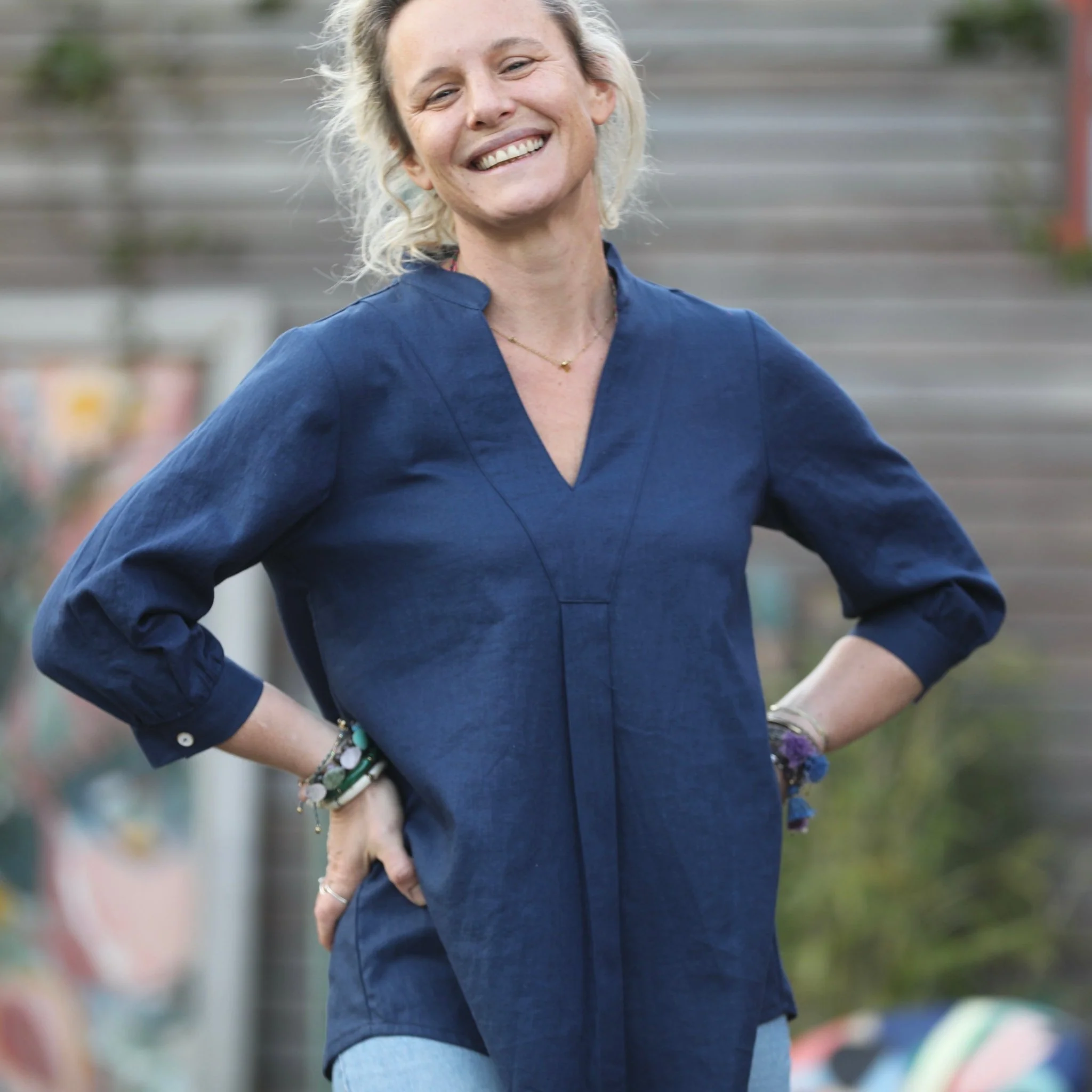 Blouse Isabeau - lin bleu indigo