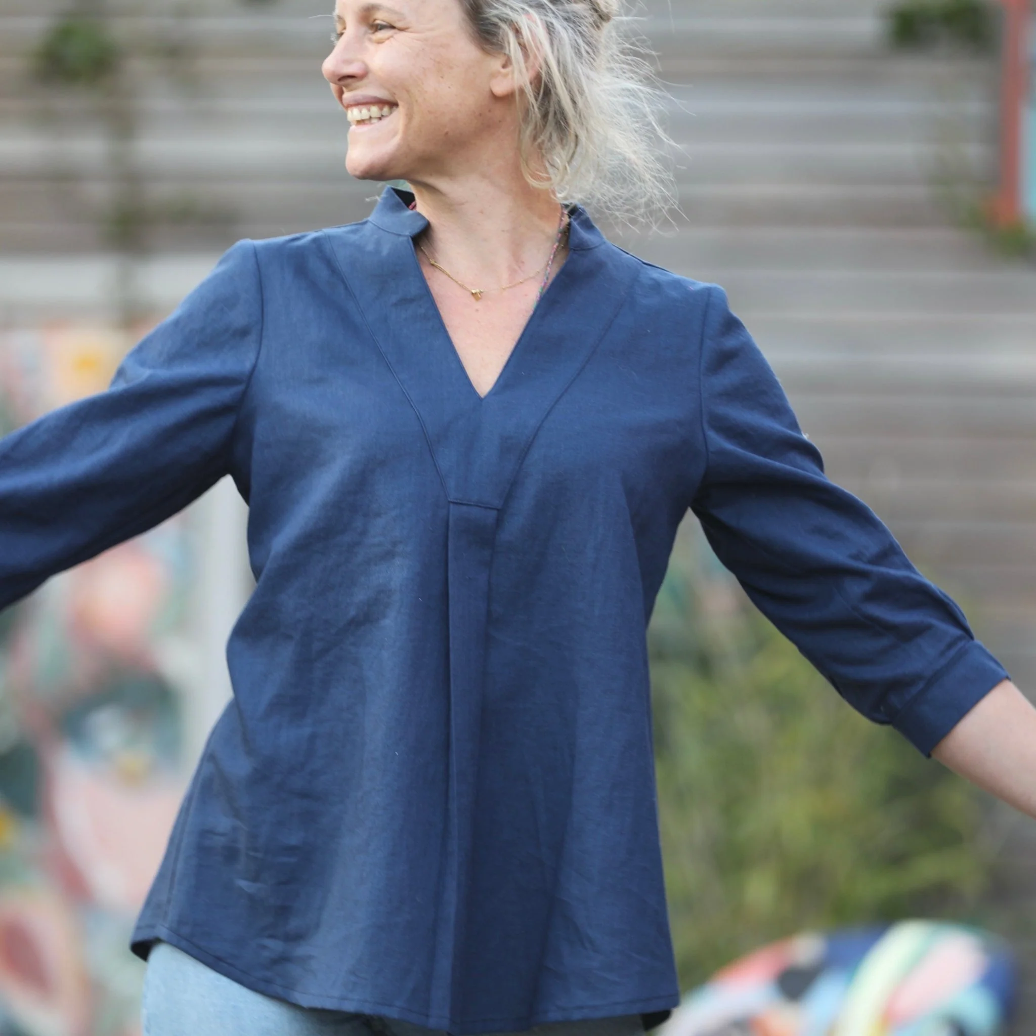 Blouse Isabeau - lin bleu indigo - Image 6