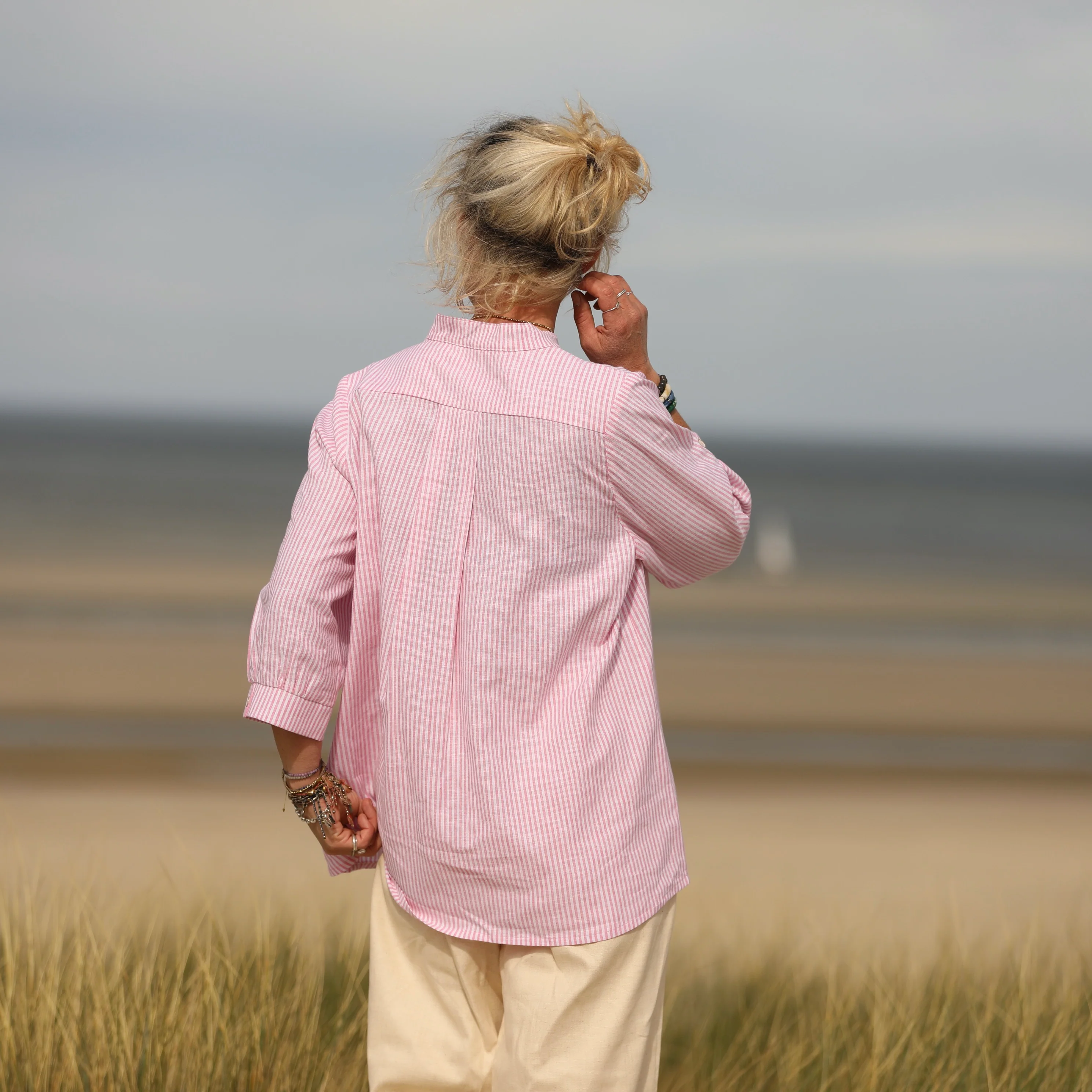 Blouse Isabeau - lin/coton rayé rose - Image 3