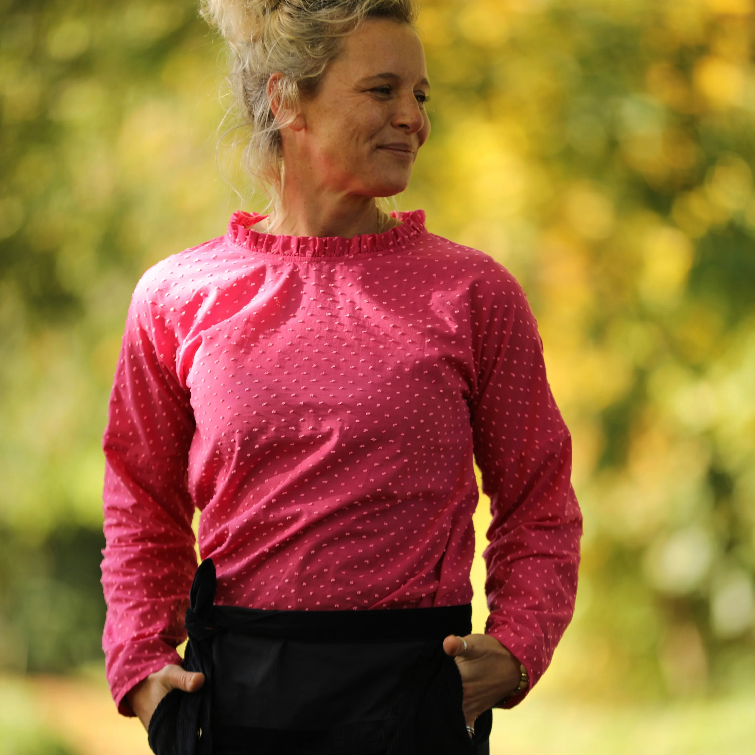 Blouse Janelle – Voile de coton fuchsia plumetis rose - Image 5