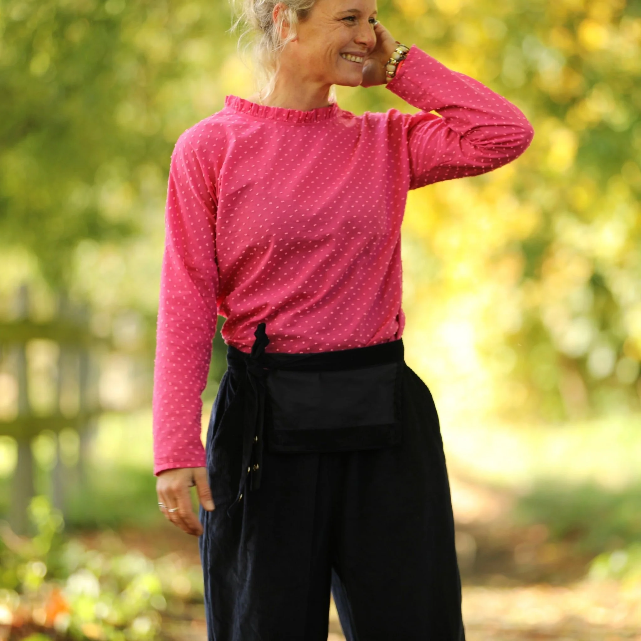 Blouse Janelle – Voile de coton fuchsia plumetis rose - Image 6