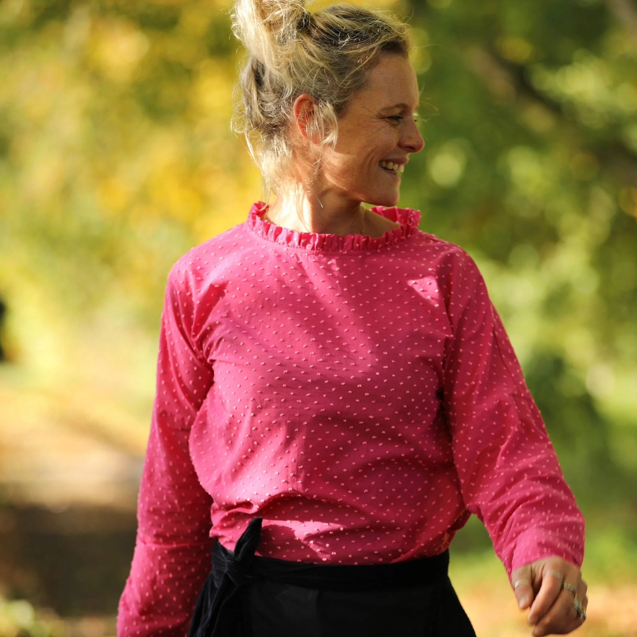 Blouse Janelle – Voile de coton fuchsia plumetis rose - Image 7