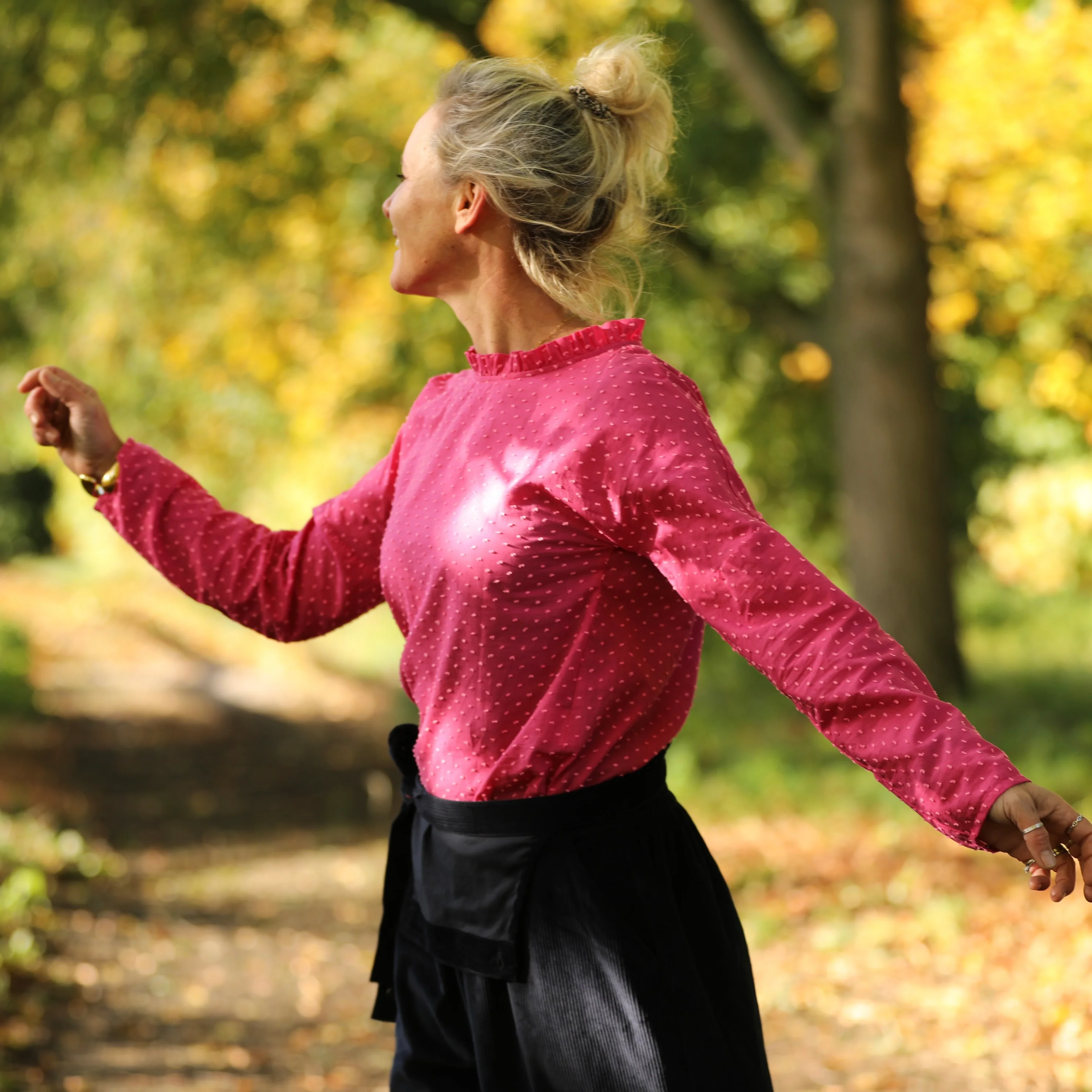 Blouse Janelle – Voile de coton fuchsia plumetis rose - Image 8