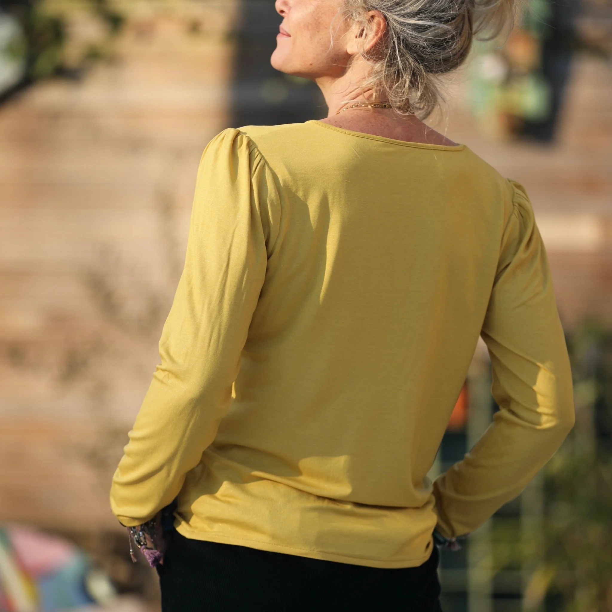 Blouse Lalou jersey de viscose jaune pailleté - Image 3