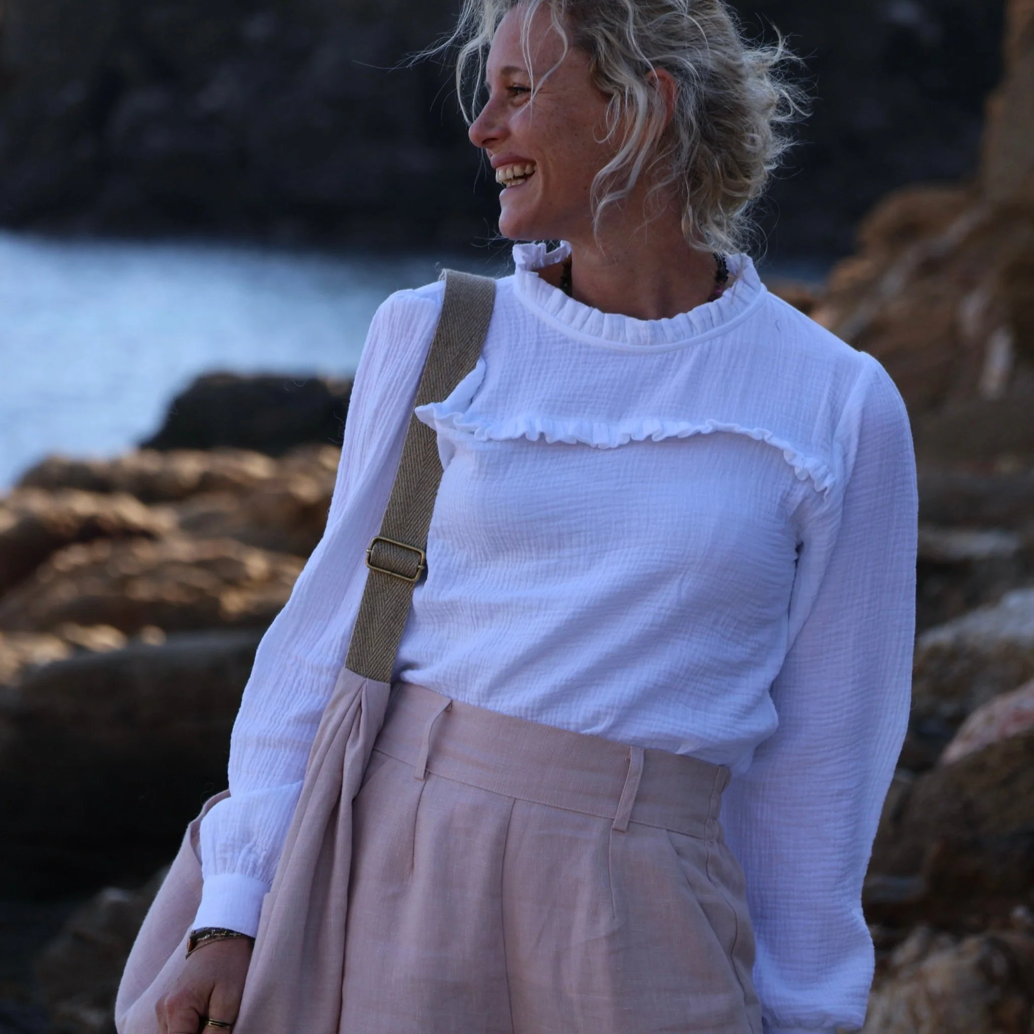 Blouse Léa - double gaze de coton blanche