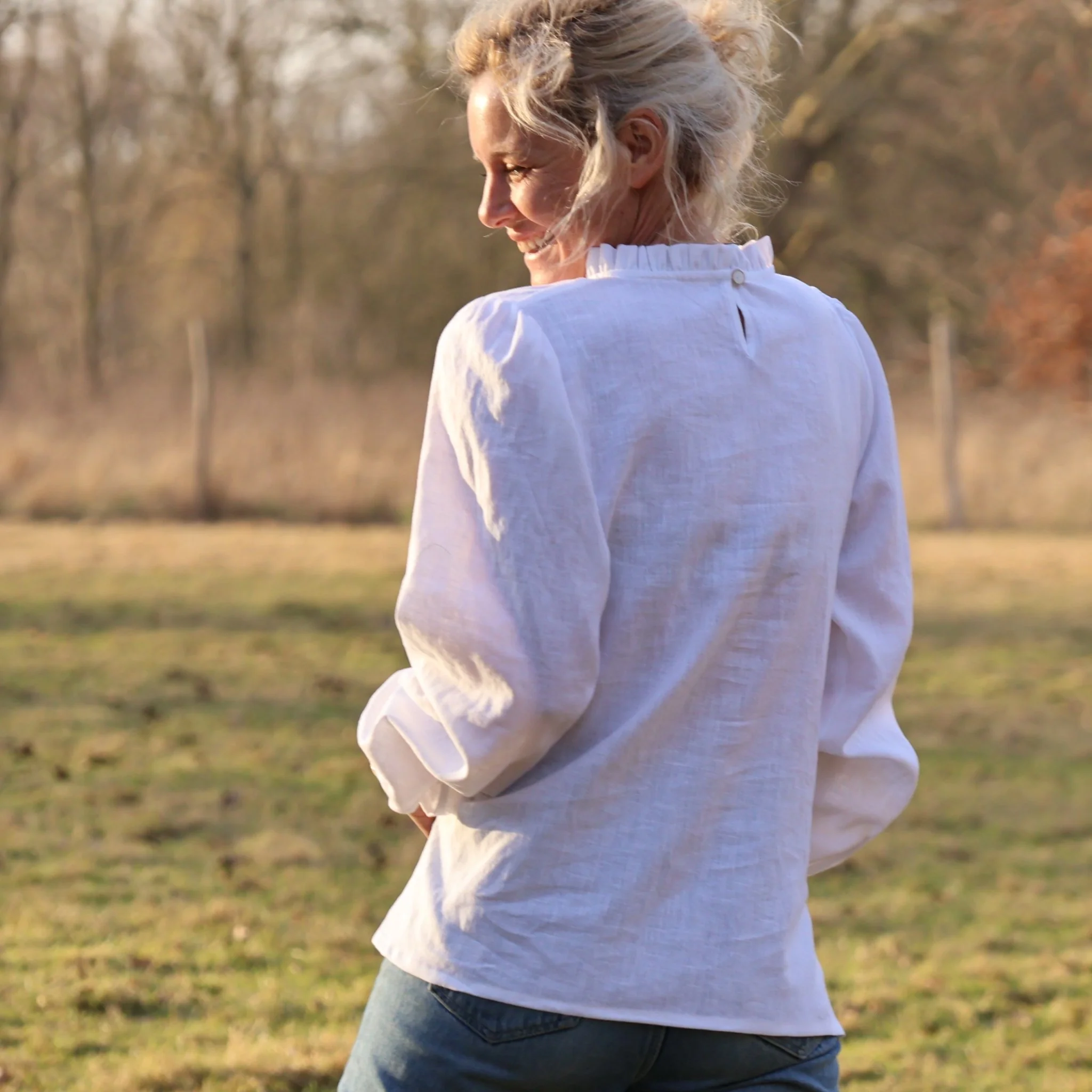 Blouse Léa - lin blanc - Image 2