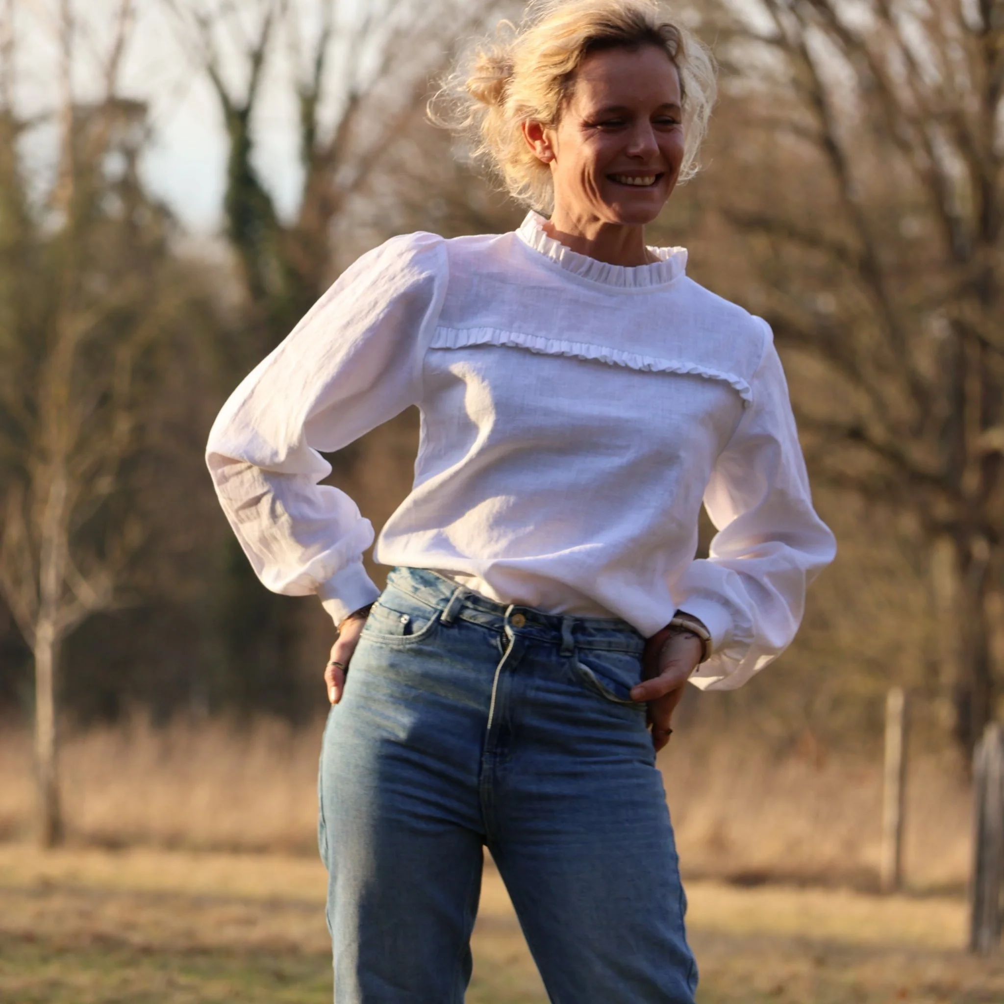 Blouse Léa - lin blanc - Image 4