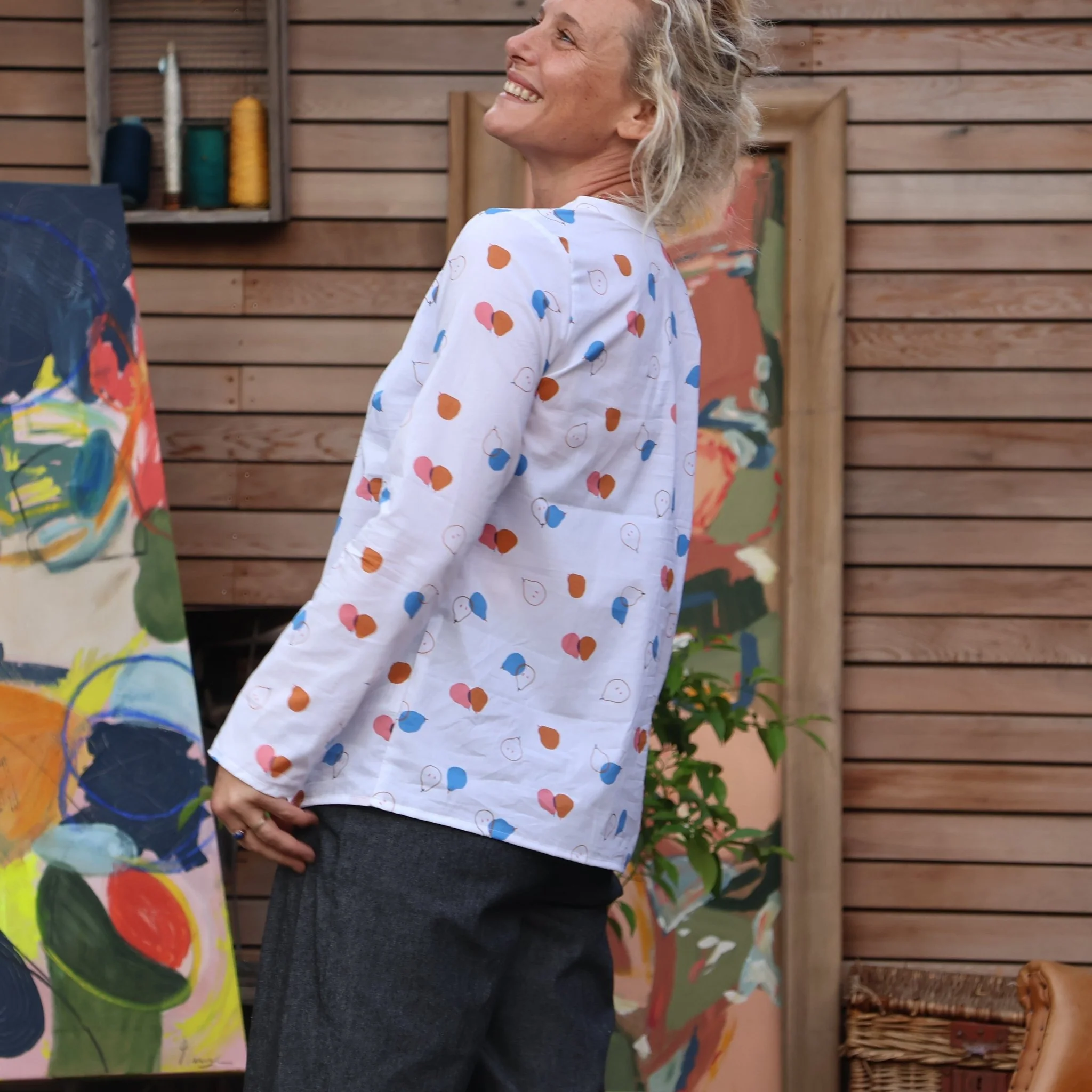 Blouse Léone - coton fruits d'automne - Image 5
