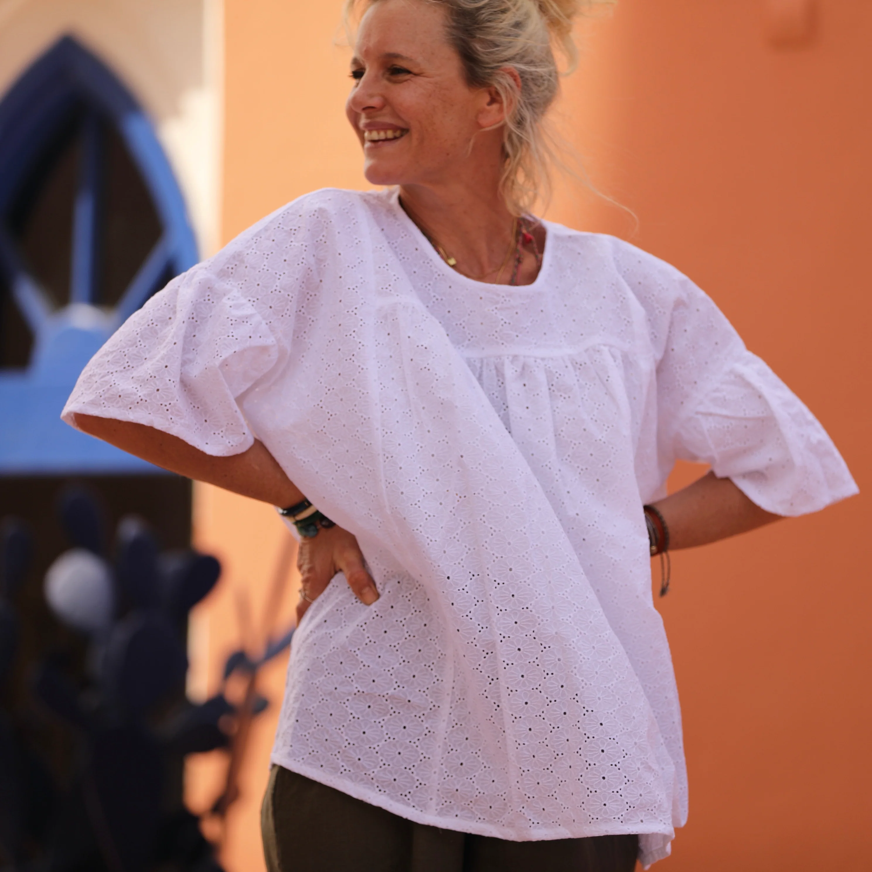 Blouse Léopoldine - broderie paquerette blanche