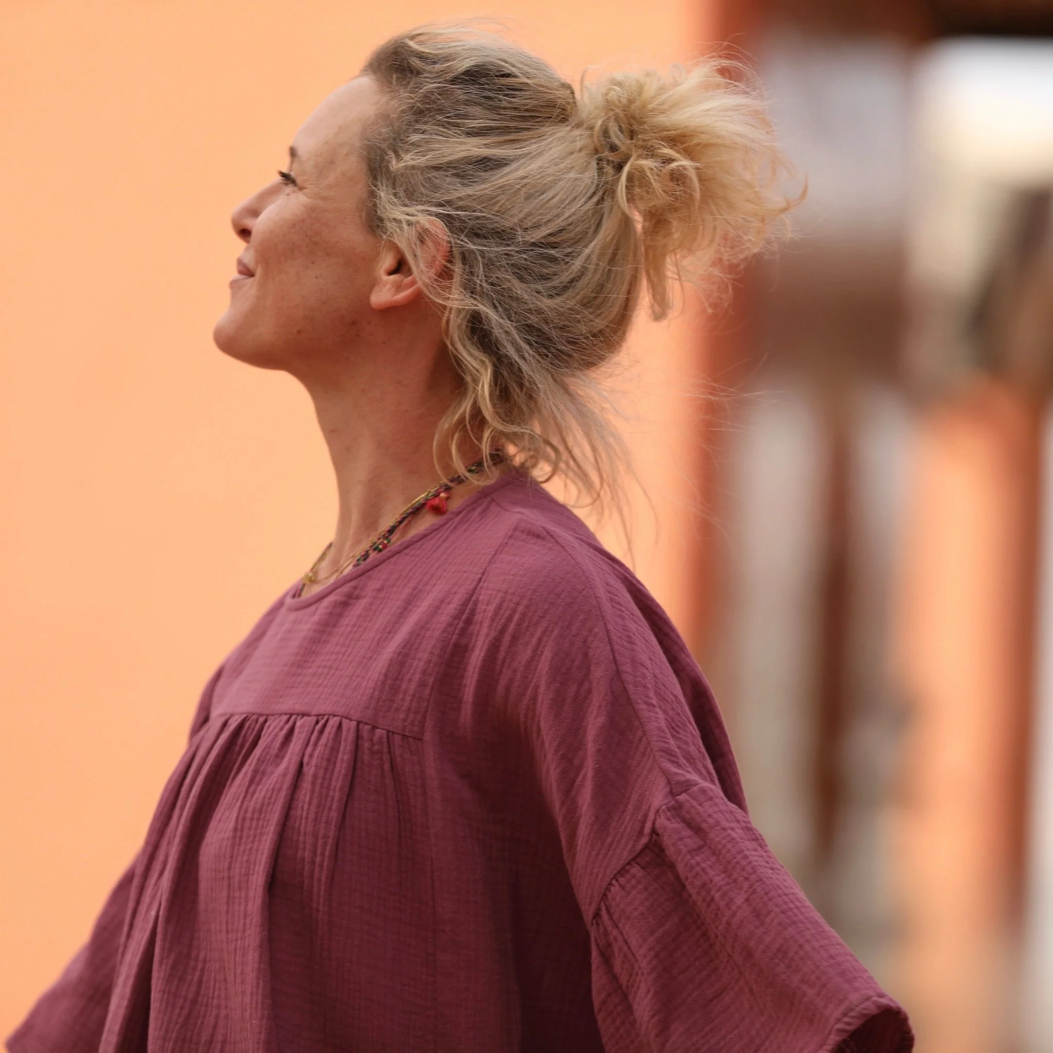 Blouse Léopoldine - double gaze de coton violine - Image 3