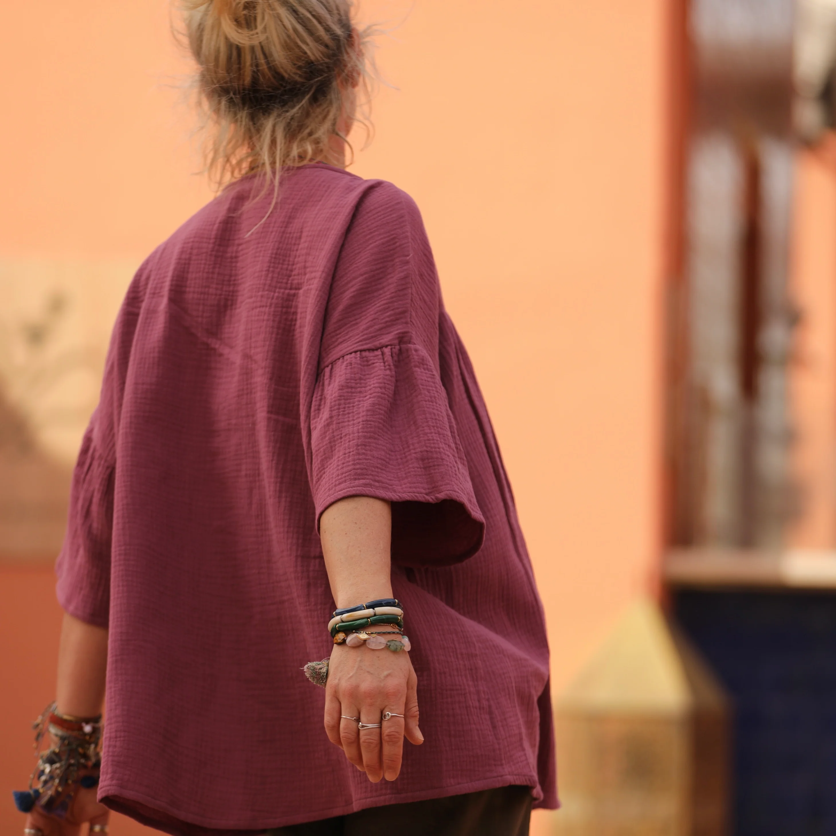 Blouse Léopoldine - double gaze de coton violine - Image 5