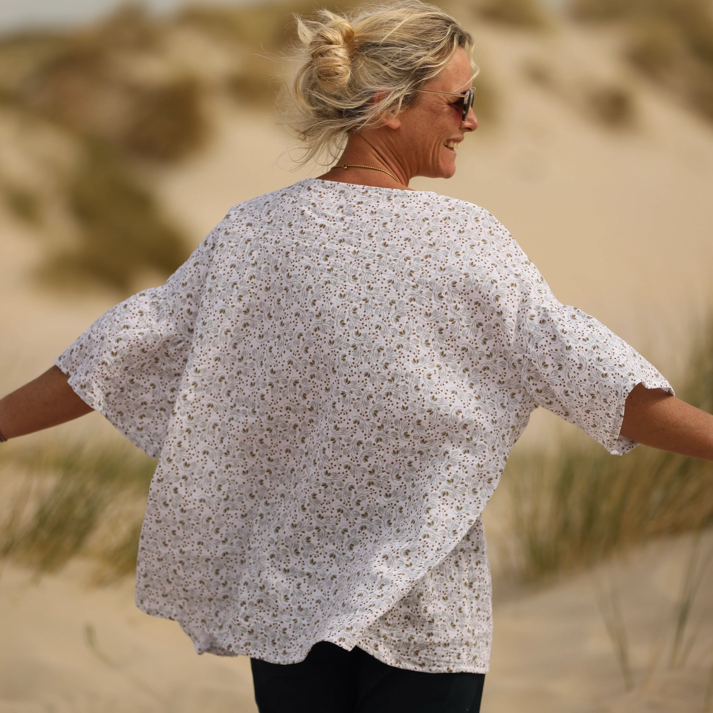 Blouse Léopoldine - double gaze de coton feuillage mordoré - Image 4