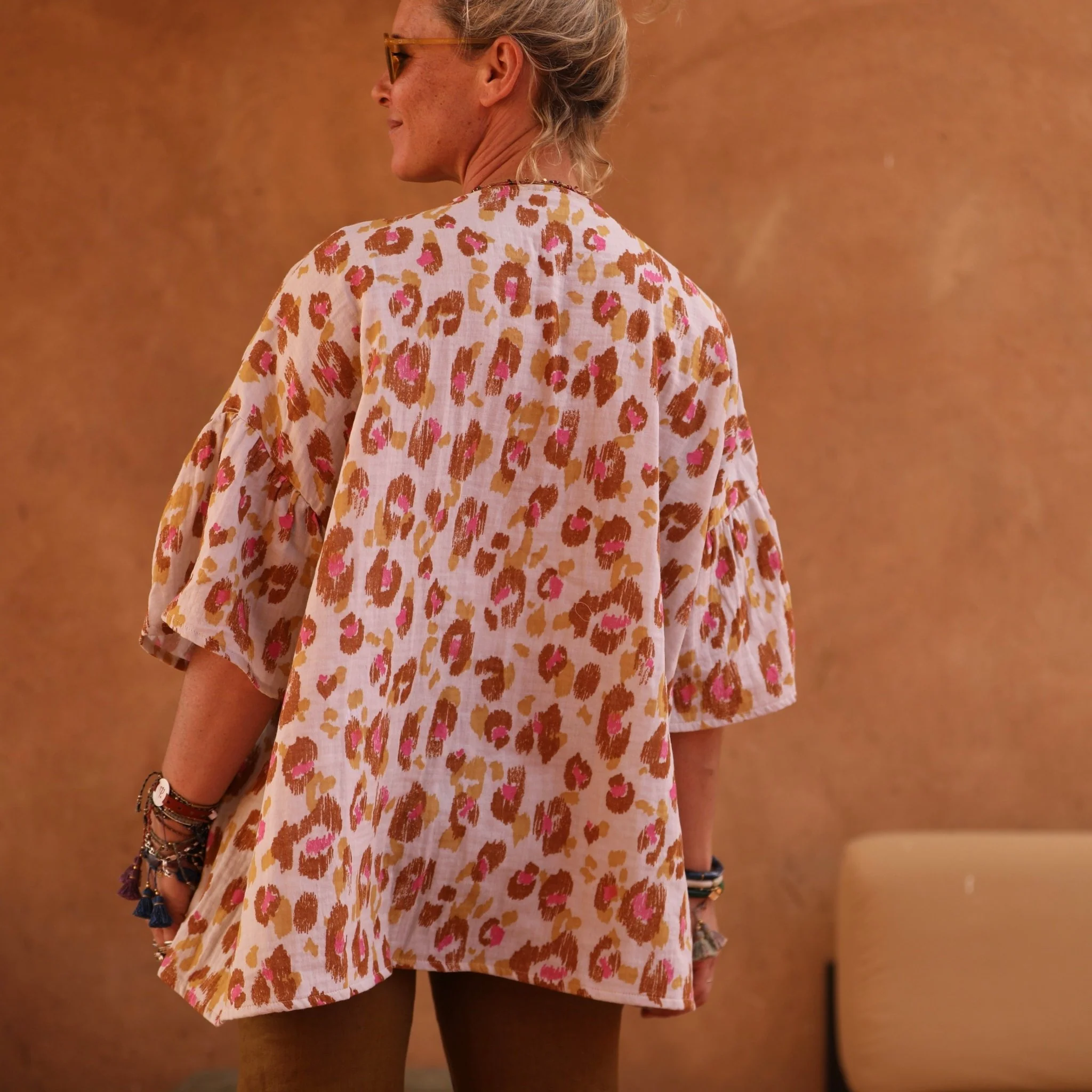 Blouse Léopoldine - double gaze de coton Instinct Rosé - Image 3