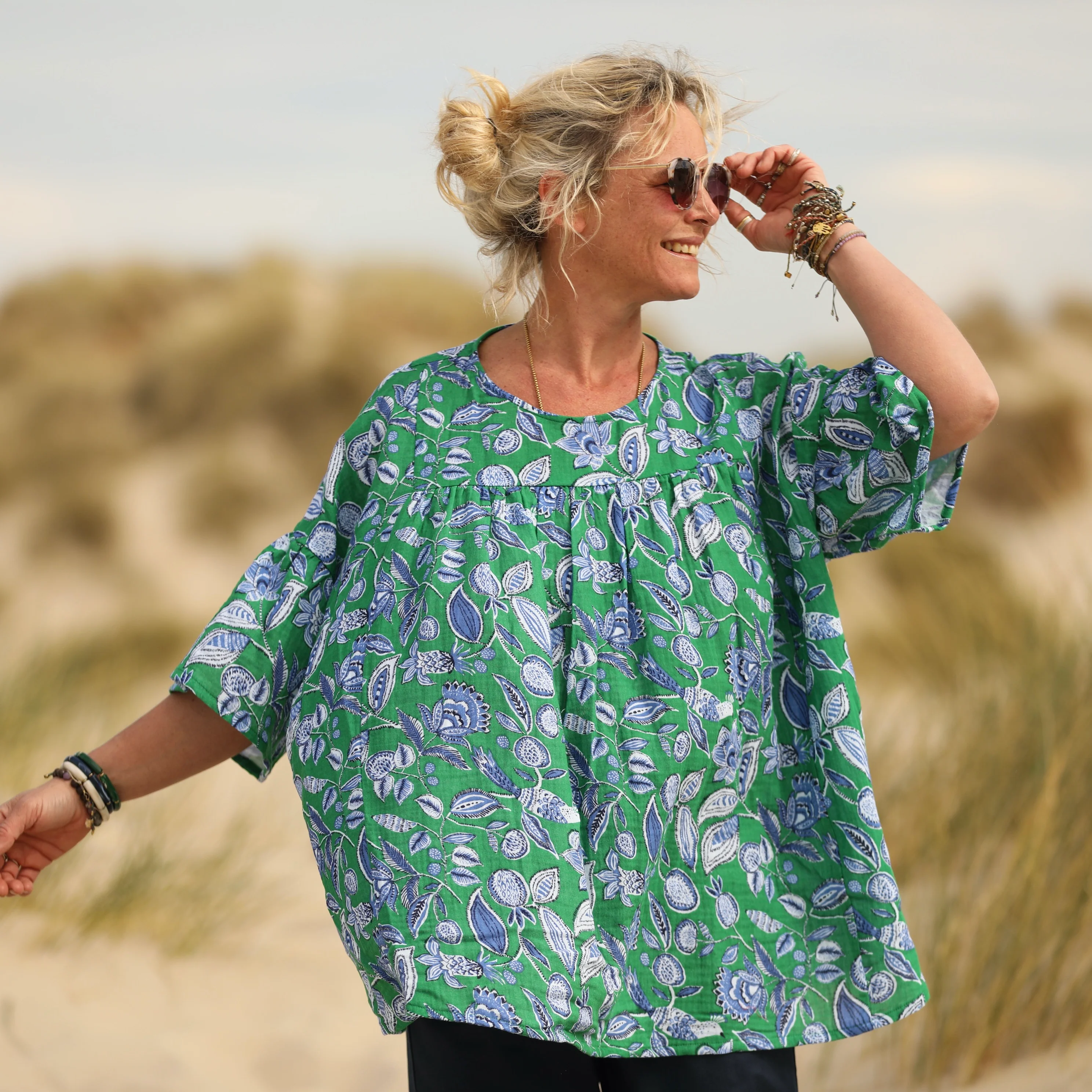 Blouse Léopoldine - double gaze de coton Nature enchantée - Image 7