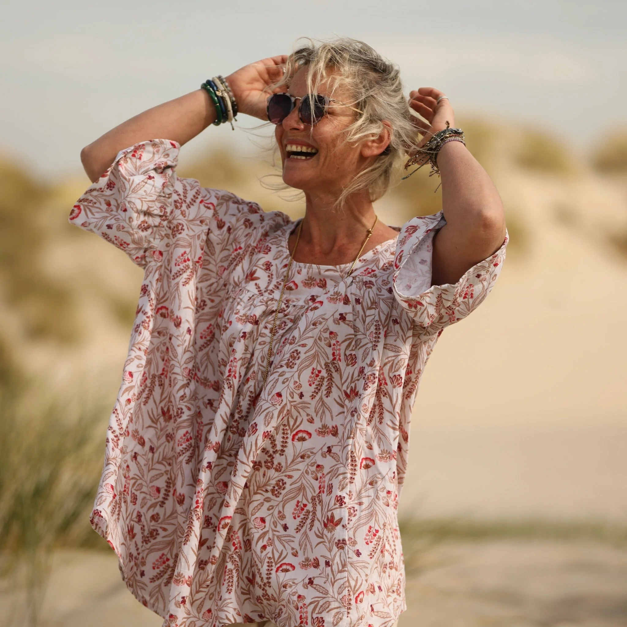 Blouse Léopoldine - double gaze de coton fleurs des marais - Image 4