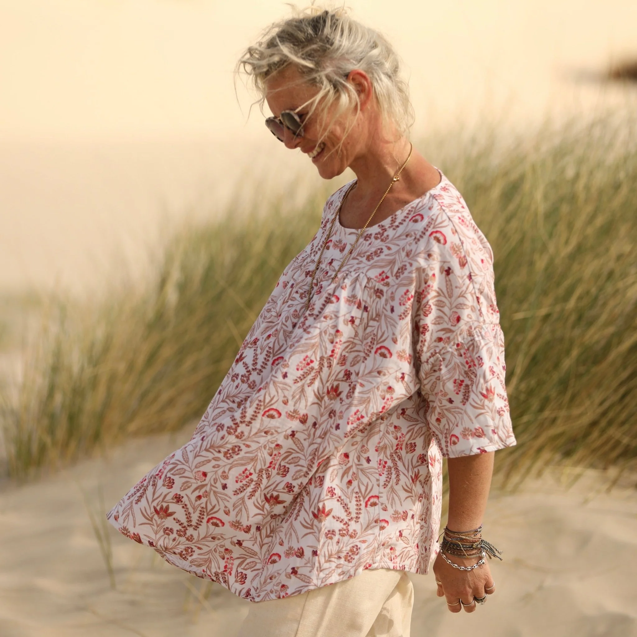 Blouse Léopoldine - double gaze de coton fleurs des marais - Image 5