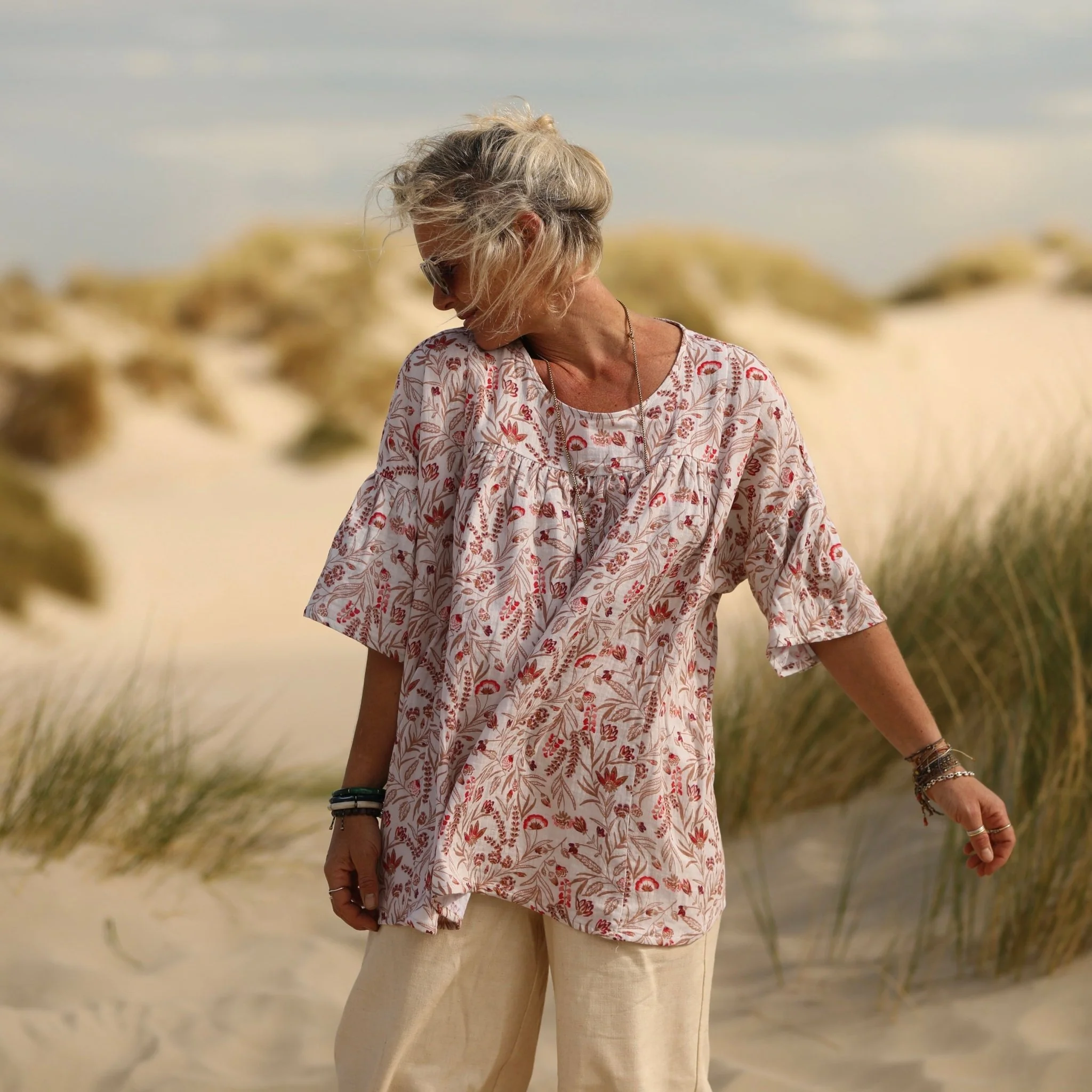 Blouse Léopoldine - double gaze de coton fleurs des marais - Image 6
