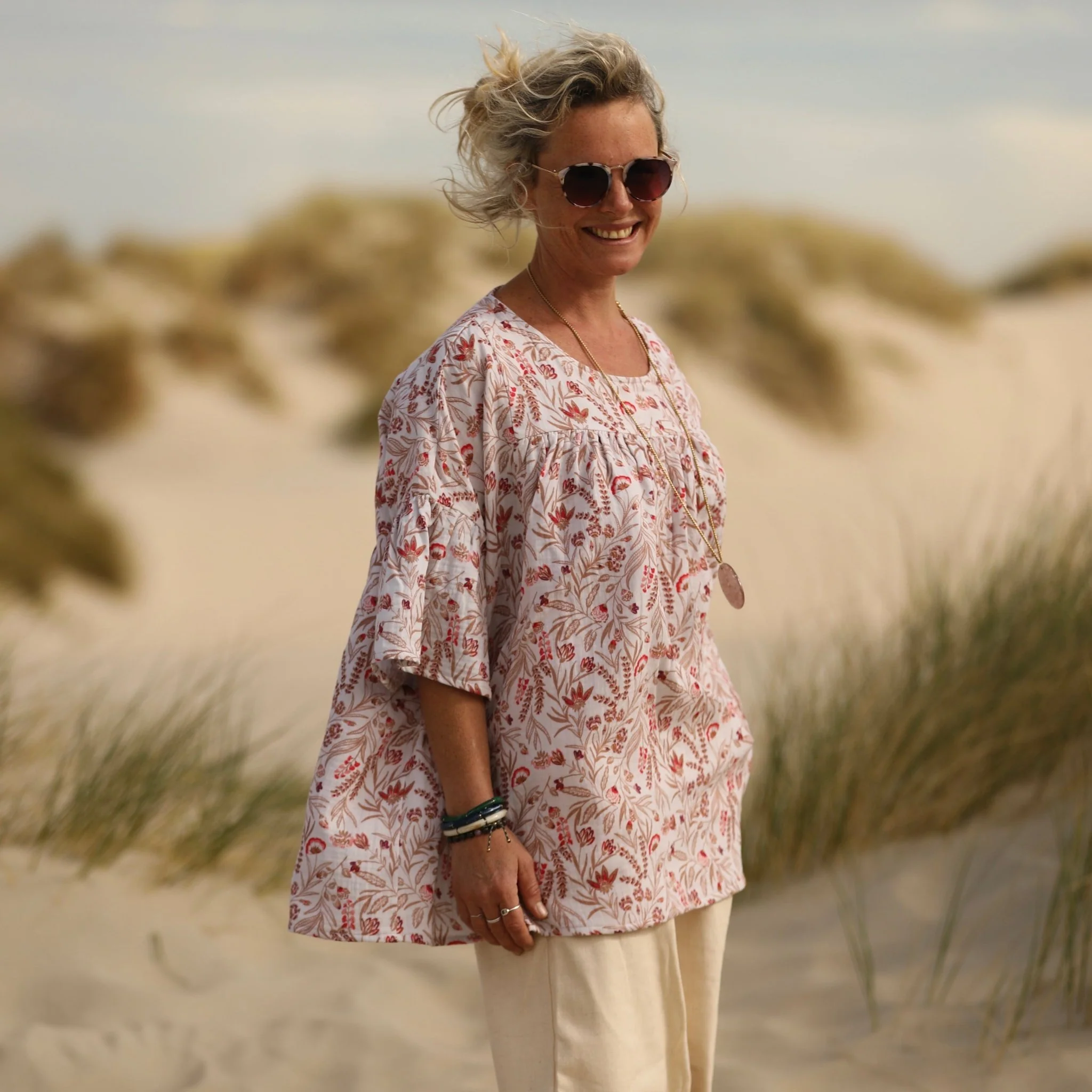 Blouse Léopoldine - double gaze de coton fleurs des marais - Image 7