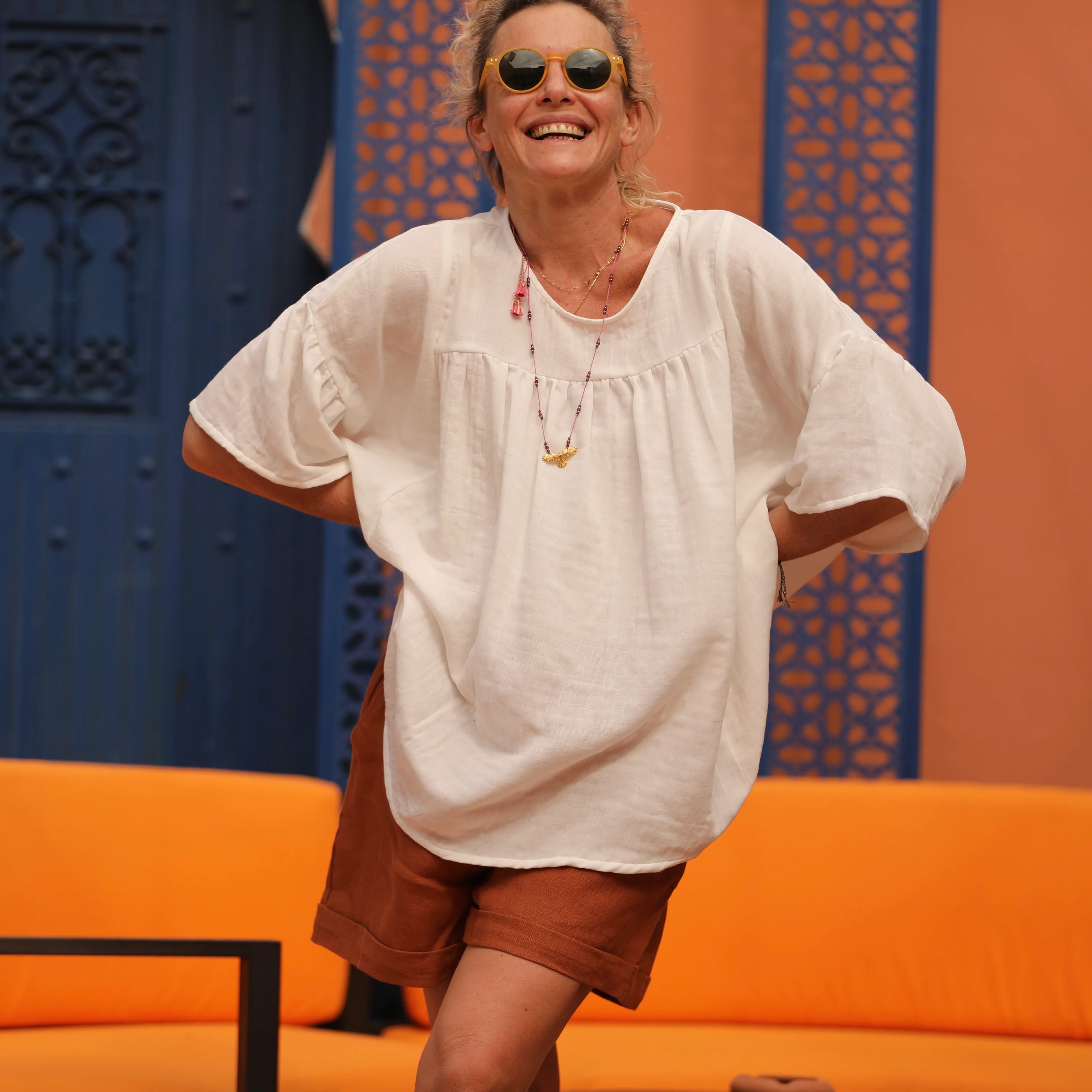 Blouse Léopoldine - Gaze légère à double structure blanche