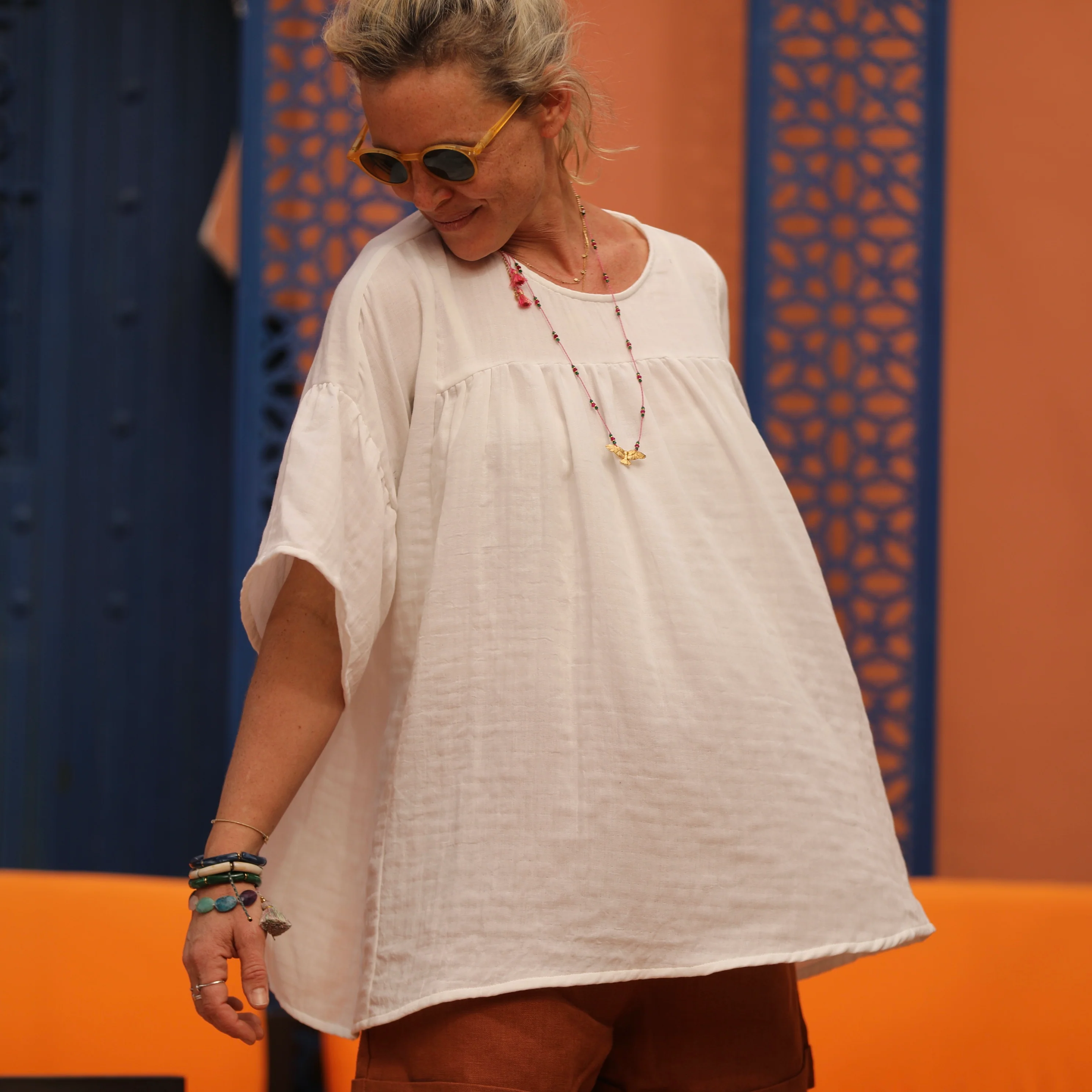 Blouse Léopoldine - Gaze légère à double structure blanche - Image 8