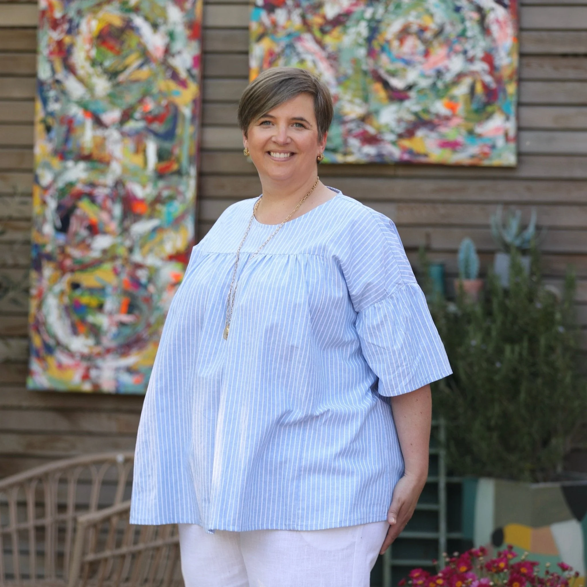 Blouse Léopoldine -  seersucker blanc cassé - Image 9