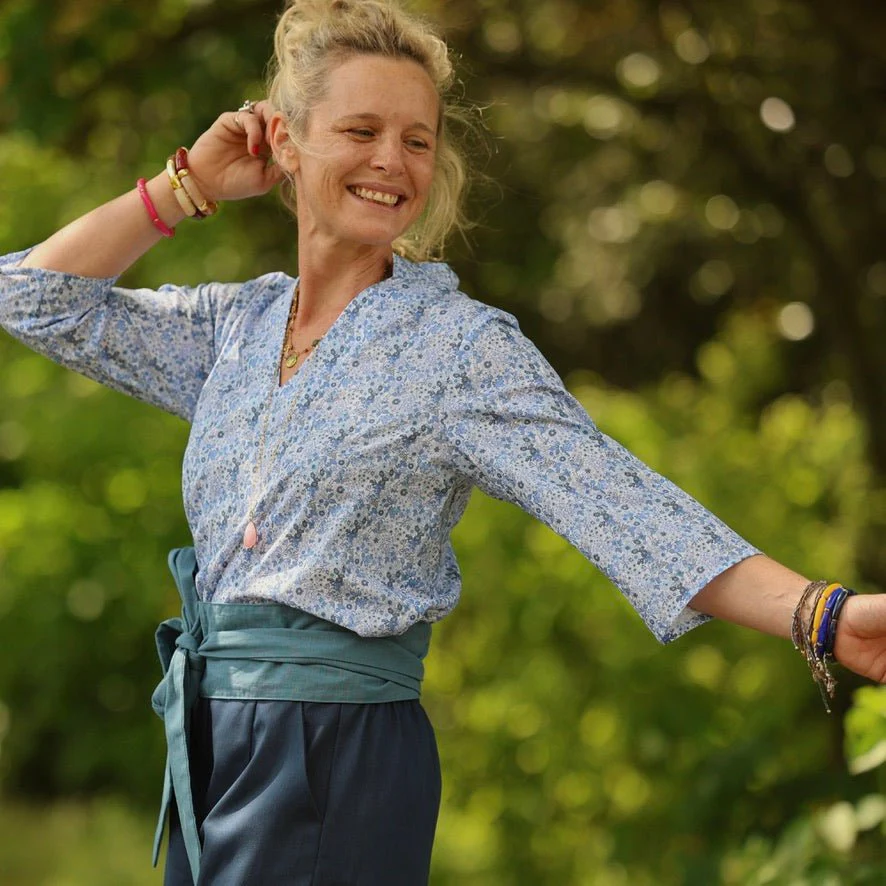 Blouse Madeleine – Coton Hortensia bleu - Image 4