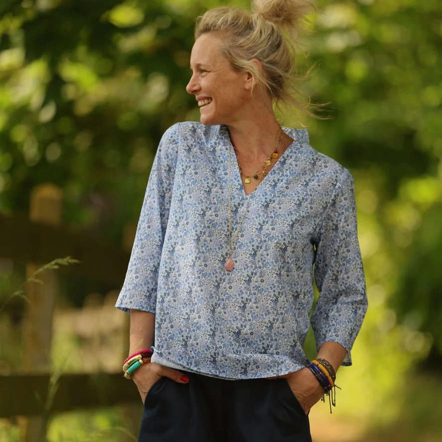 Blouse Madeleine – Coton Hortensia bleu - Image 5