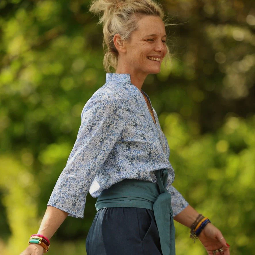Blouse Madeleine – Coton Hortensia bleu - Image 6