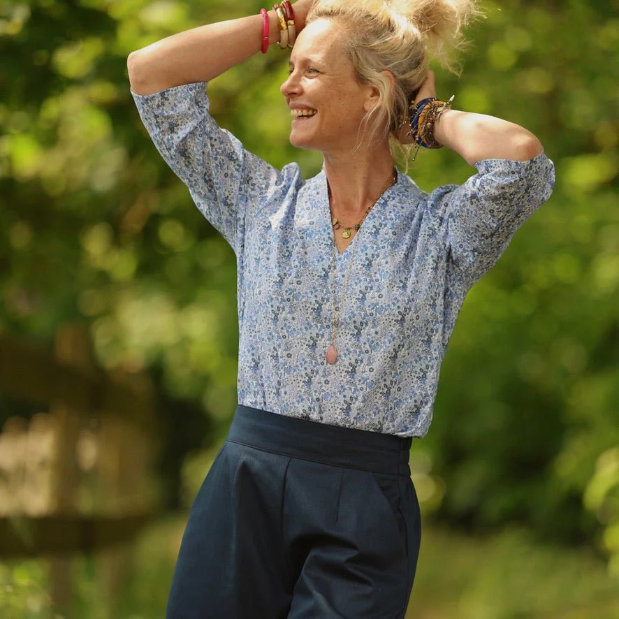 Blouse Madeleine – Coton Hortensia bleu - Image 7
