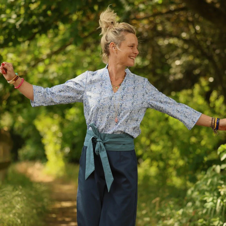 Blouse Madeleine – Coton Hortensia bleu - Image 9
