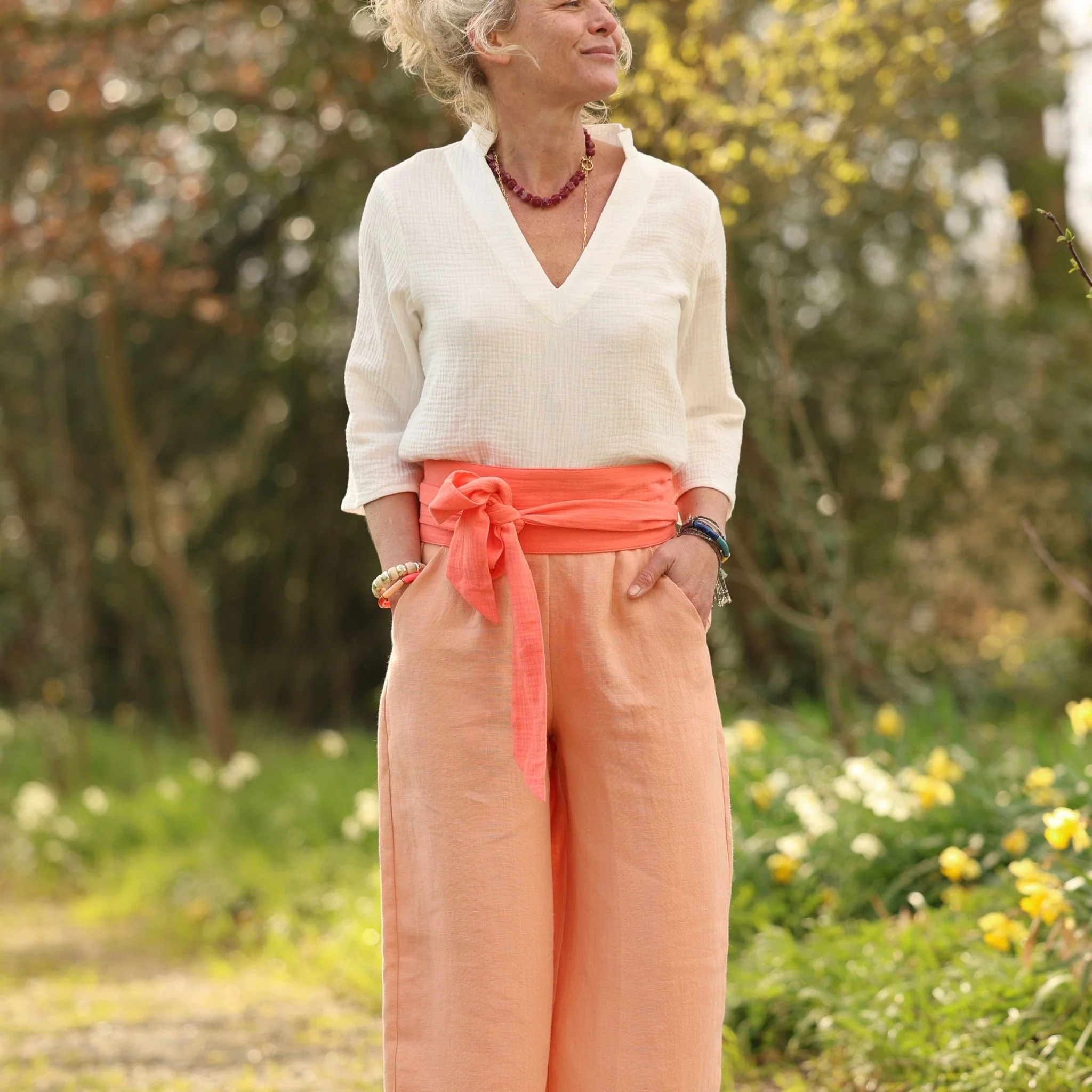 Blouse Madeleine – Double Gaze de Coton Blanc cassé - Image 13