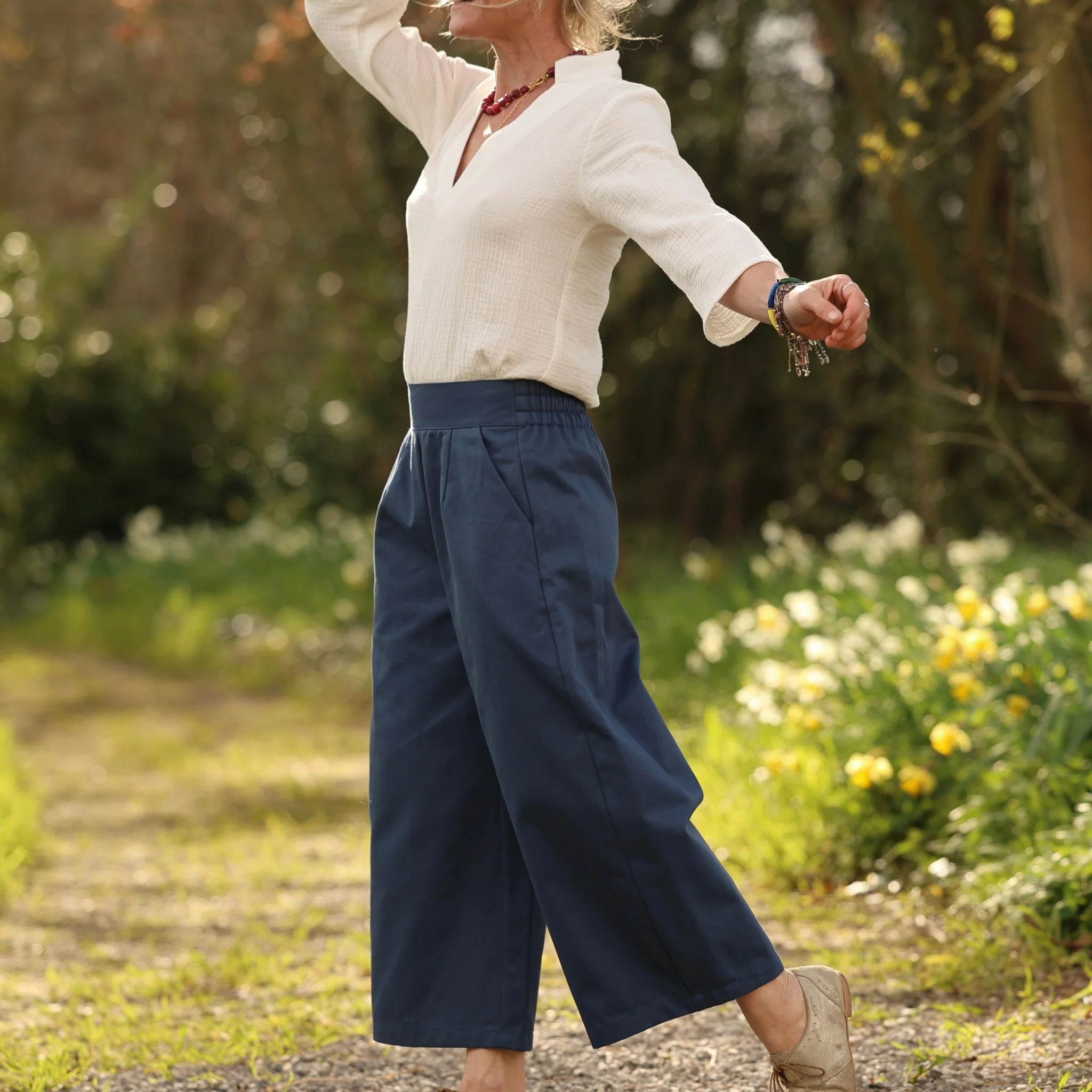 Blouse Madeleine – Double Gaze de Coton Blanc cassé - Image 15