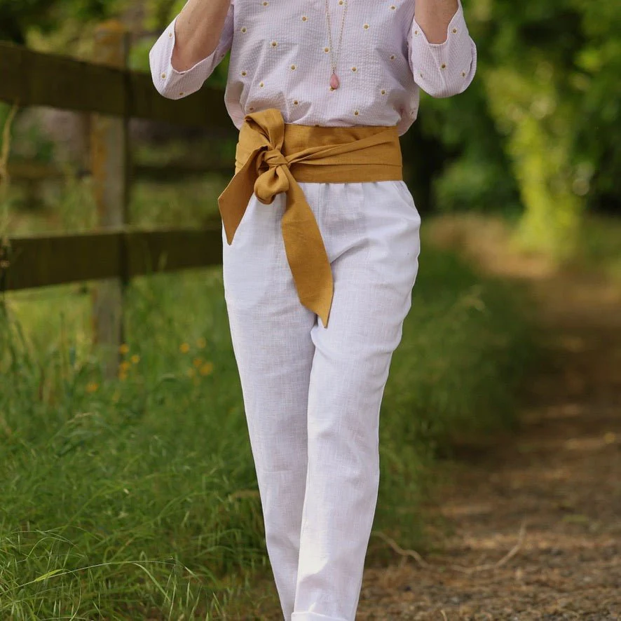 Blouse Madeleine – Seersucker rayé rose & pâquerettes - Image 12