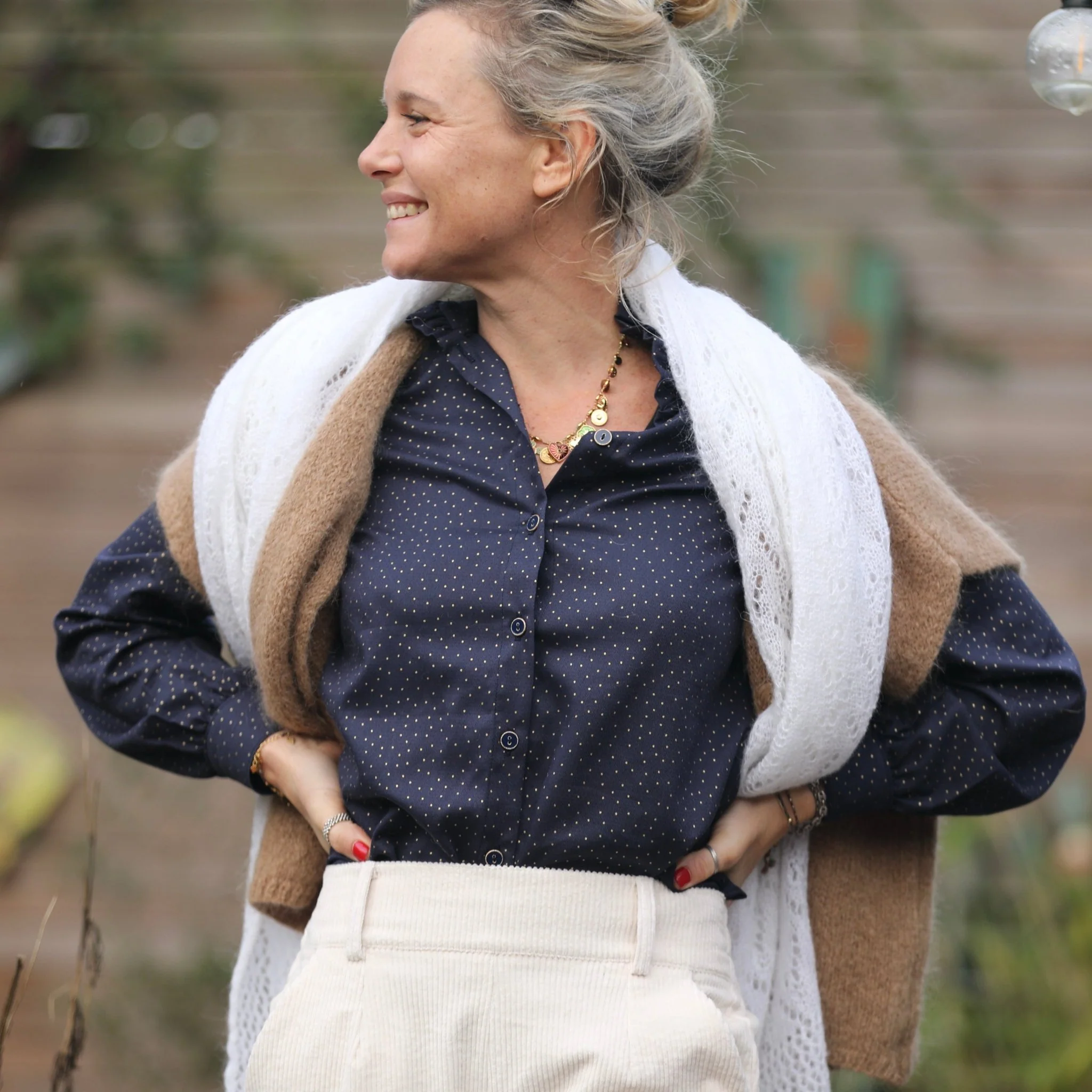 Blouse Marthe - armuré marine/pois doré - Image 11