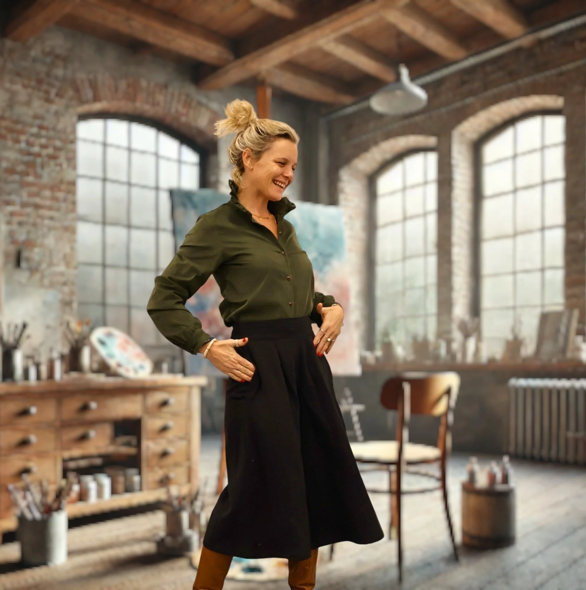 Blouse Marthe -  Velours kaki - Image 4